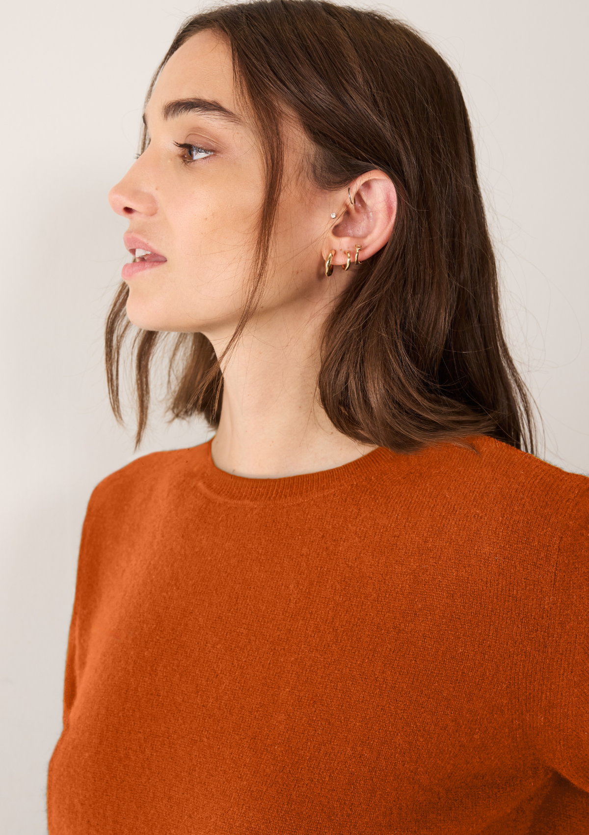 Cashmere Crew Neck Sweater in Marmalade Orange
