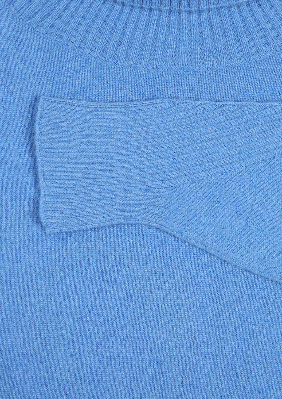 Chevron Detail Relaxed Polo Neck Sweater in Lake Blue