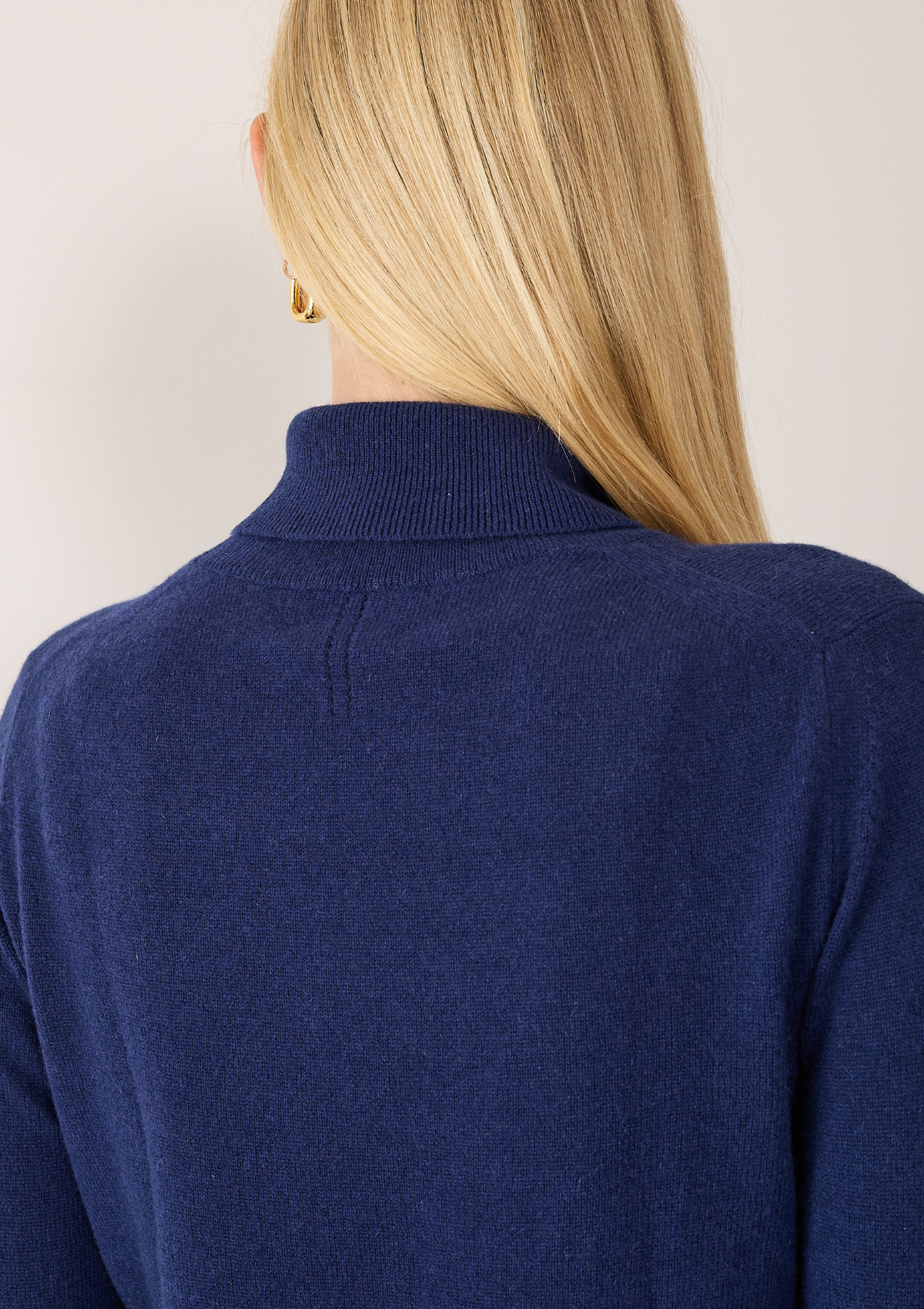 Cashmere Polo Neck Sweater in Midnight Blue