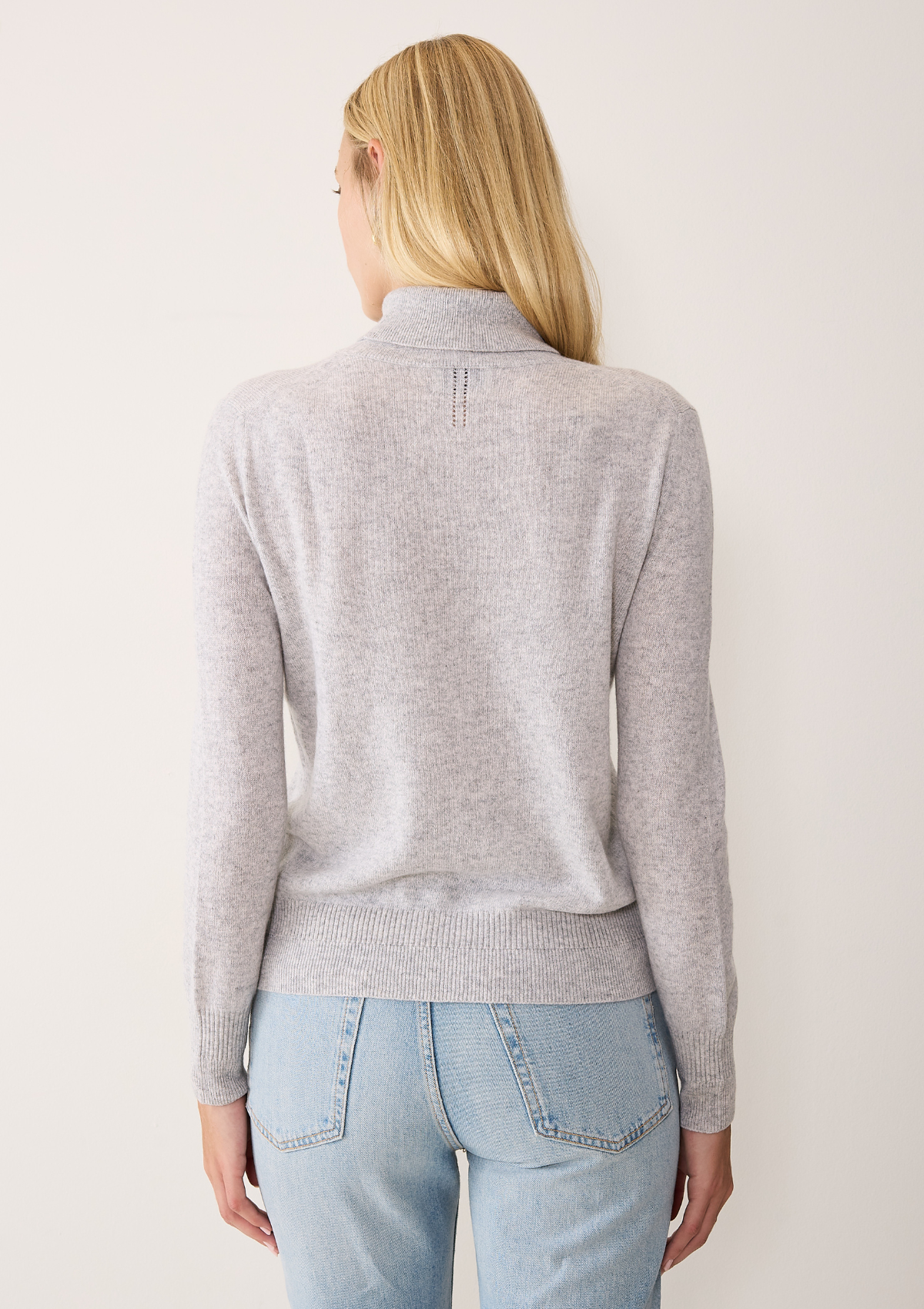 Cashmere Polo Neck Sweater in Mist Grey