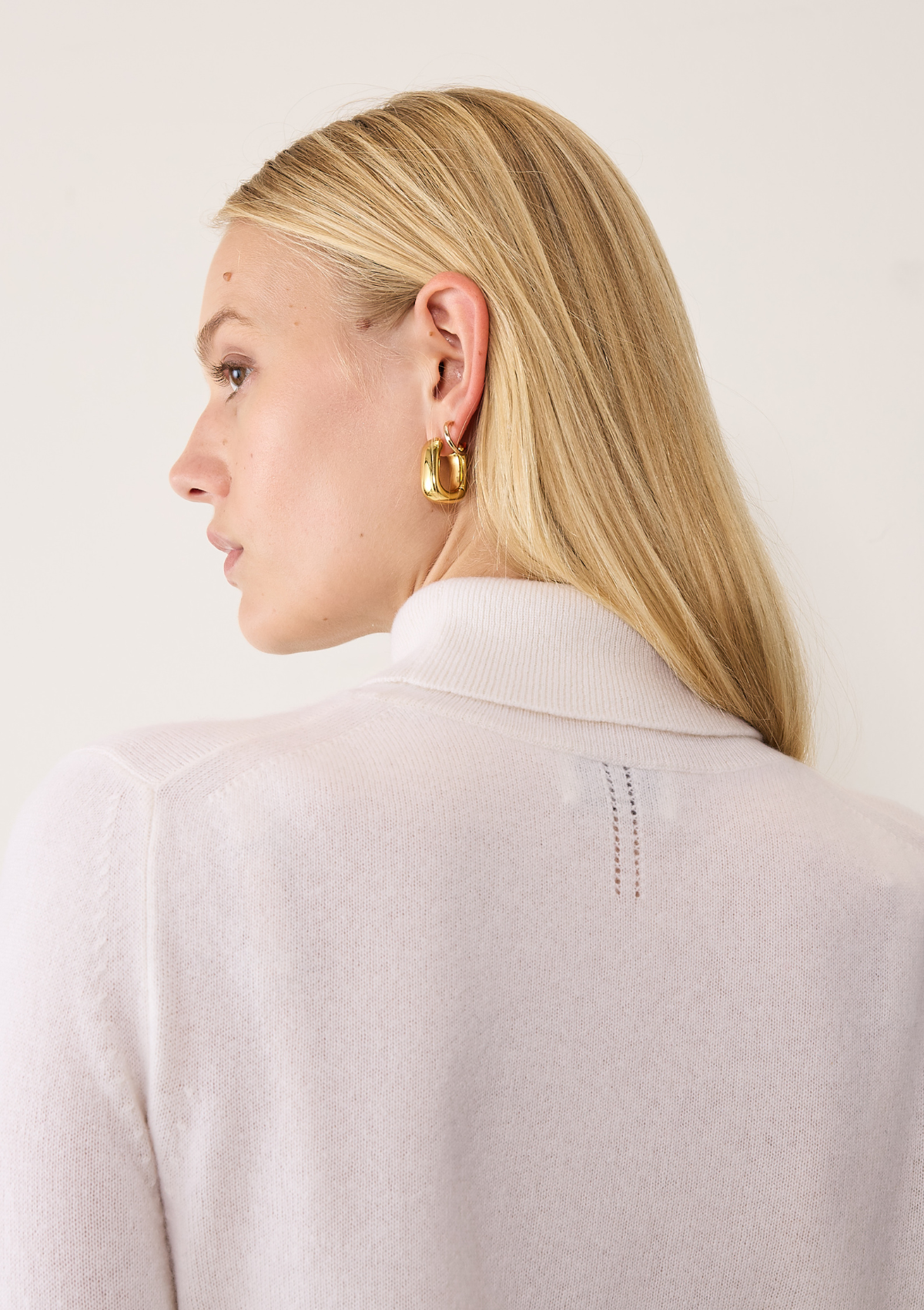 Cashmere Polo Neck Sweater in Snow White