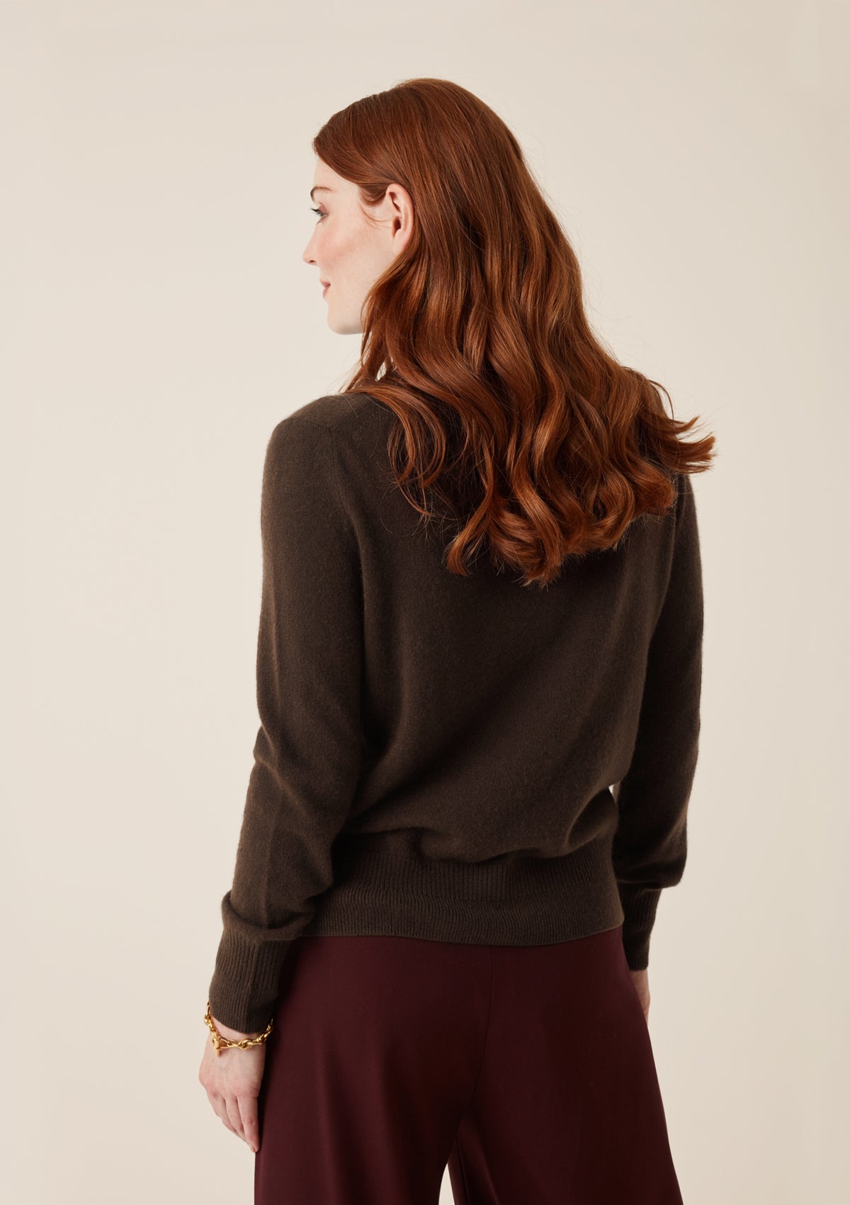 Cashmere Polo Neck Sweater in Americano Brown