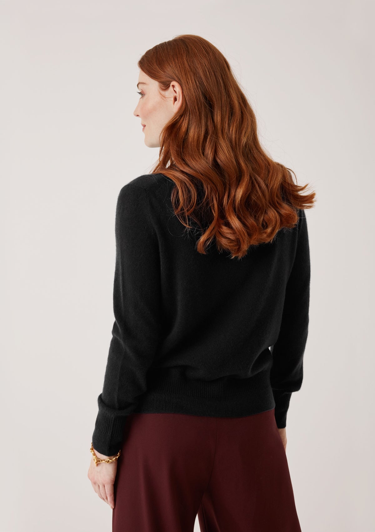 Cashmere Polo Neck Sweater in Jet Black