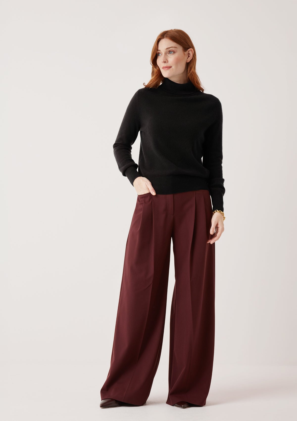 Cashmere Polo Neck Sweater in Jet Black