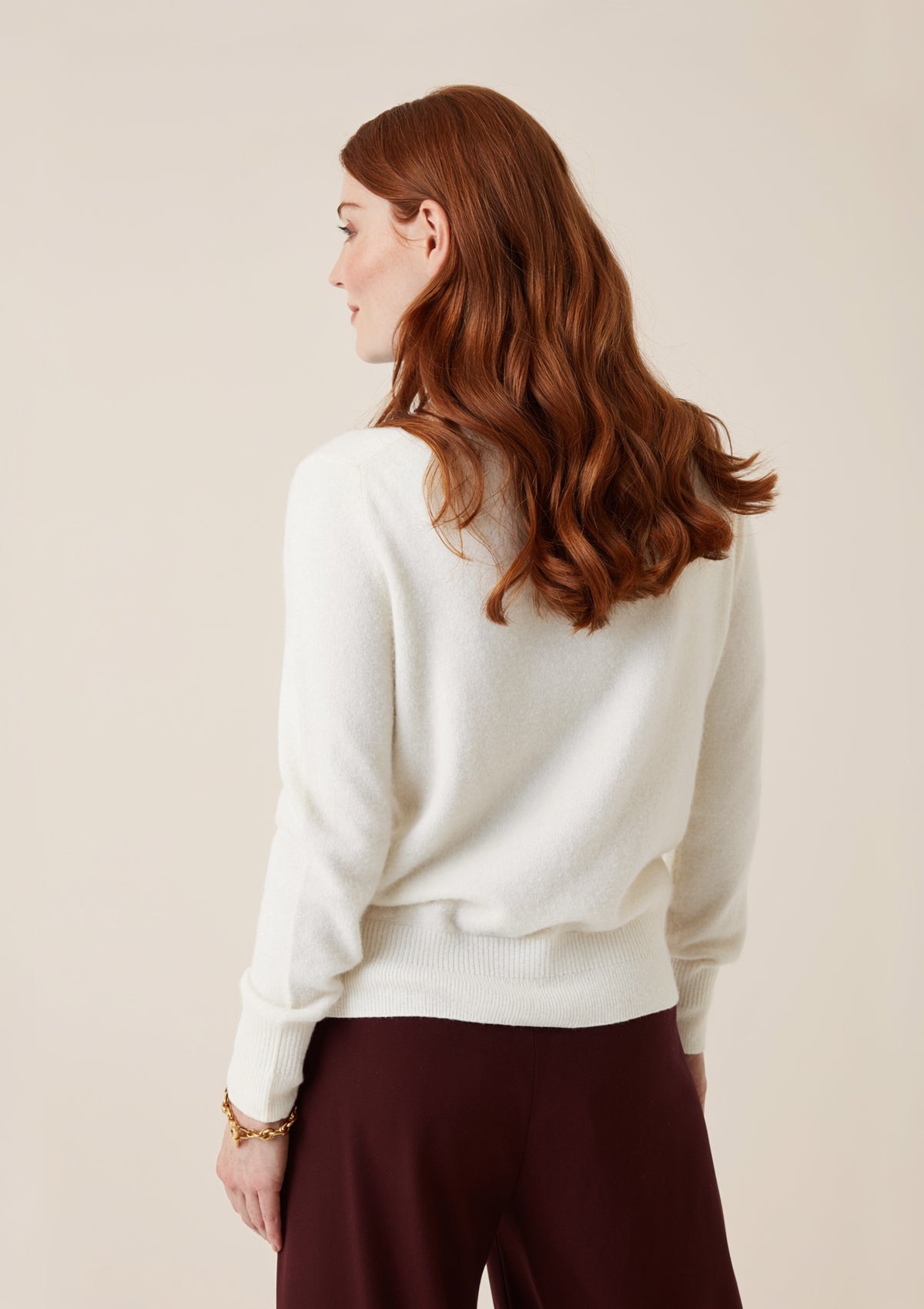Cashmere Polo Neck Sweater in Snow White