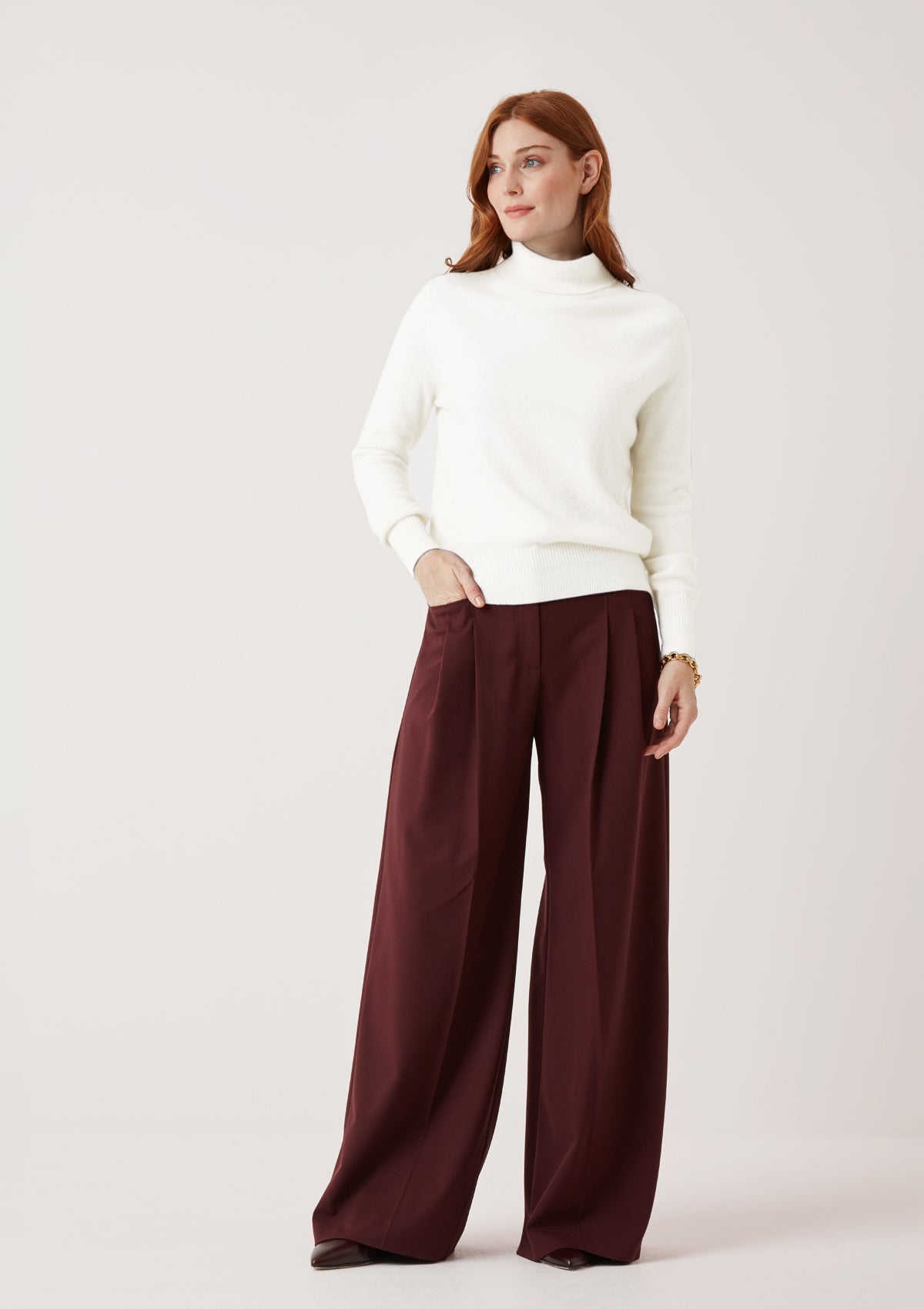 Cashmere Polo Neck Sweater in Snow White