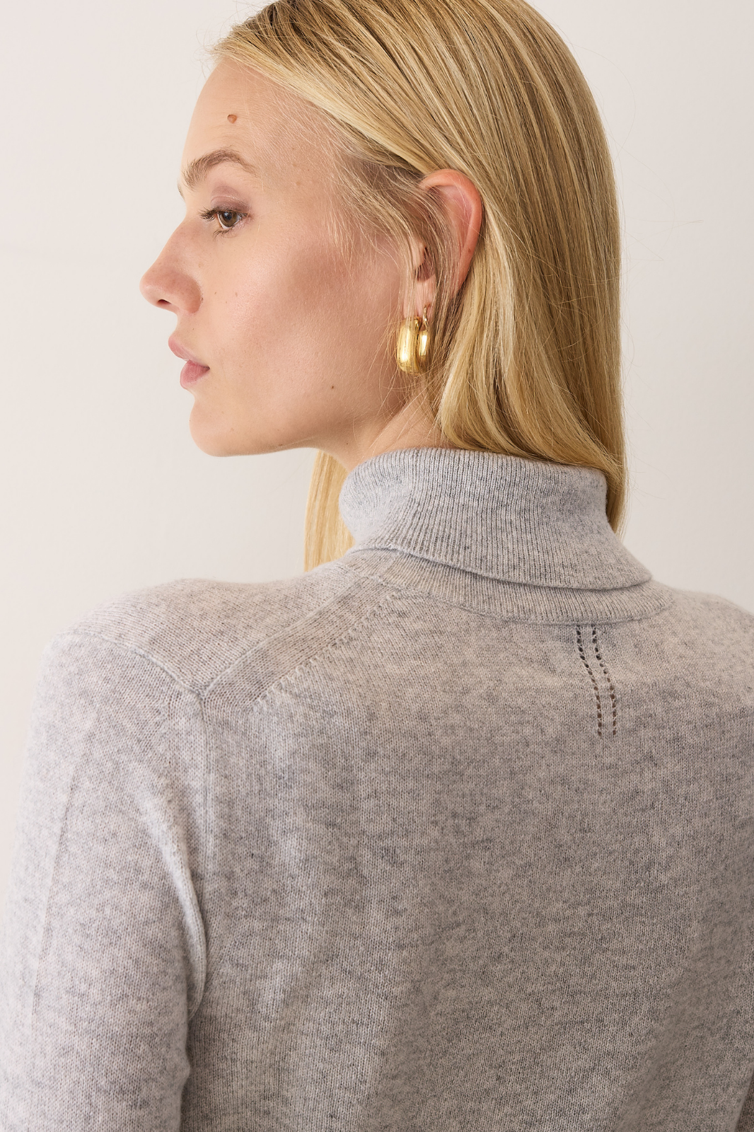 Cashmere Polo Neck Sweater in Mist Grey