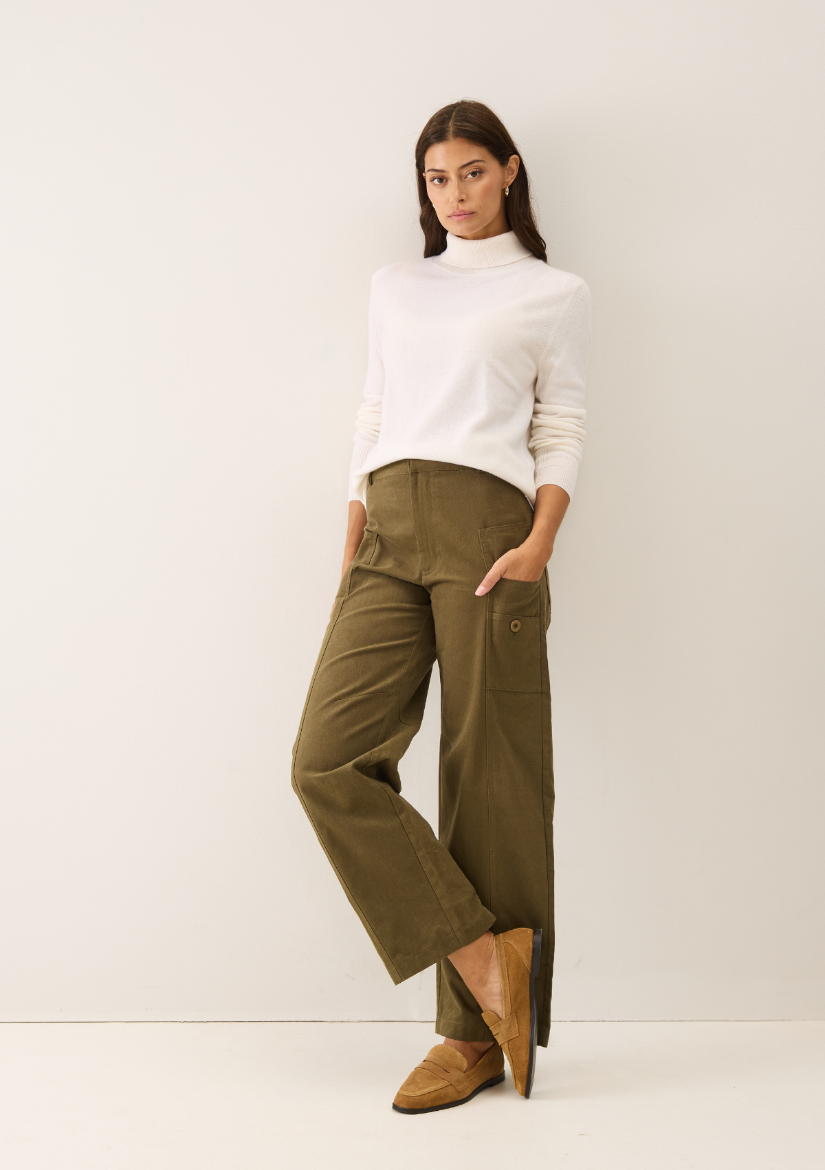 Cashmere Polo Neck Sweater in Snow White