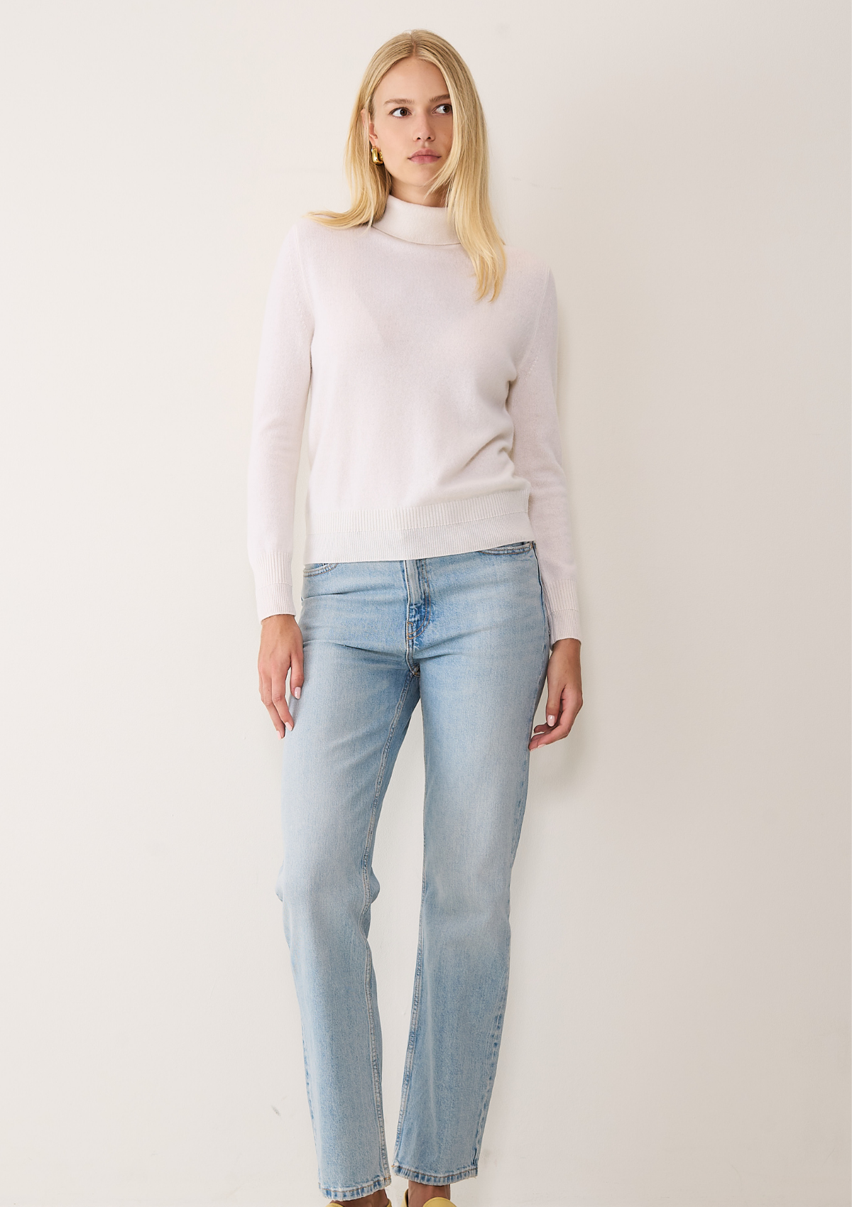 Cashmere Polo Neck Sweater in Snow White