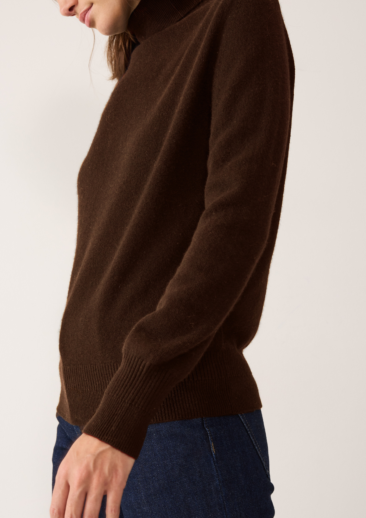 Cashmere Polo Neck Sweater in Americano Brown
