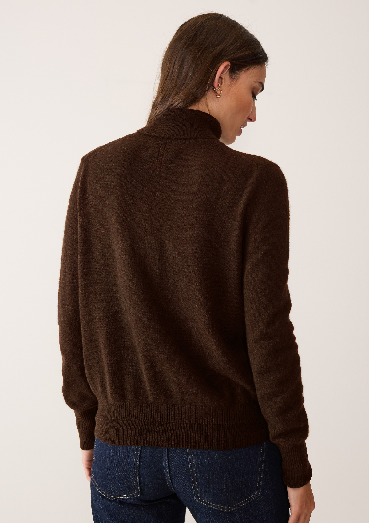 Cashmere Polo Neck Sweater in Americano Brown