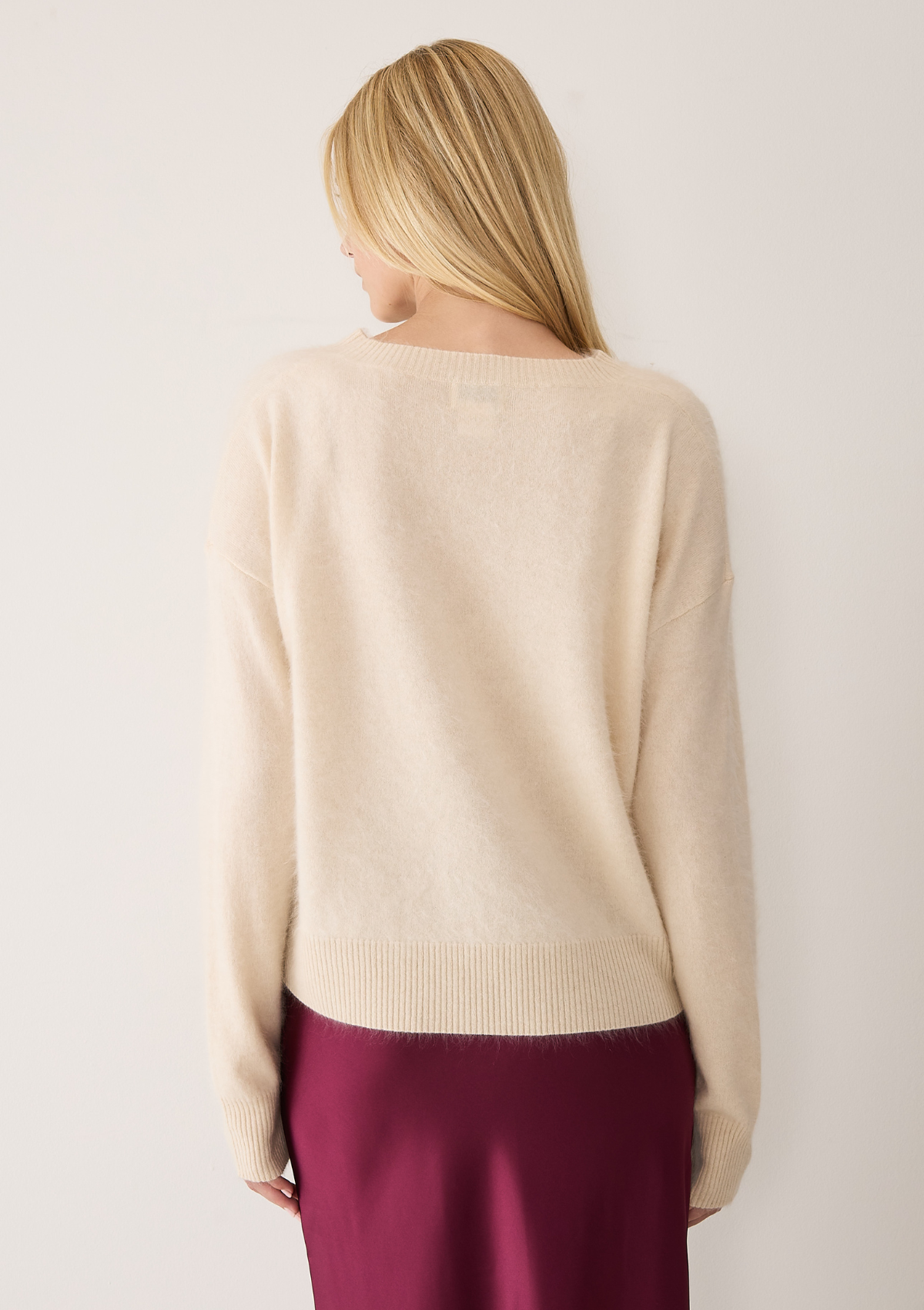 Brushed Cashmere Sweater in Porcelaine White