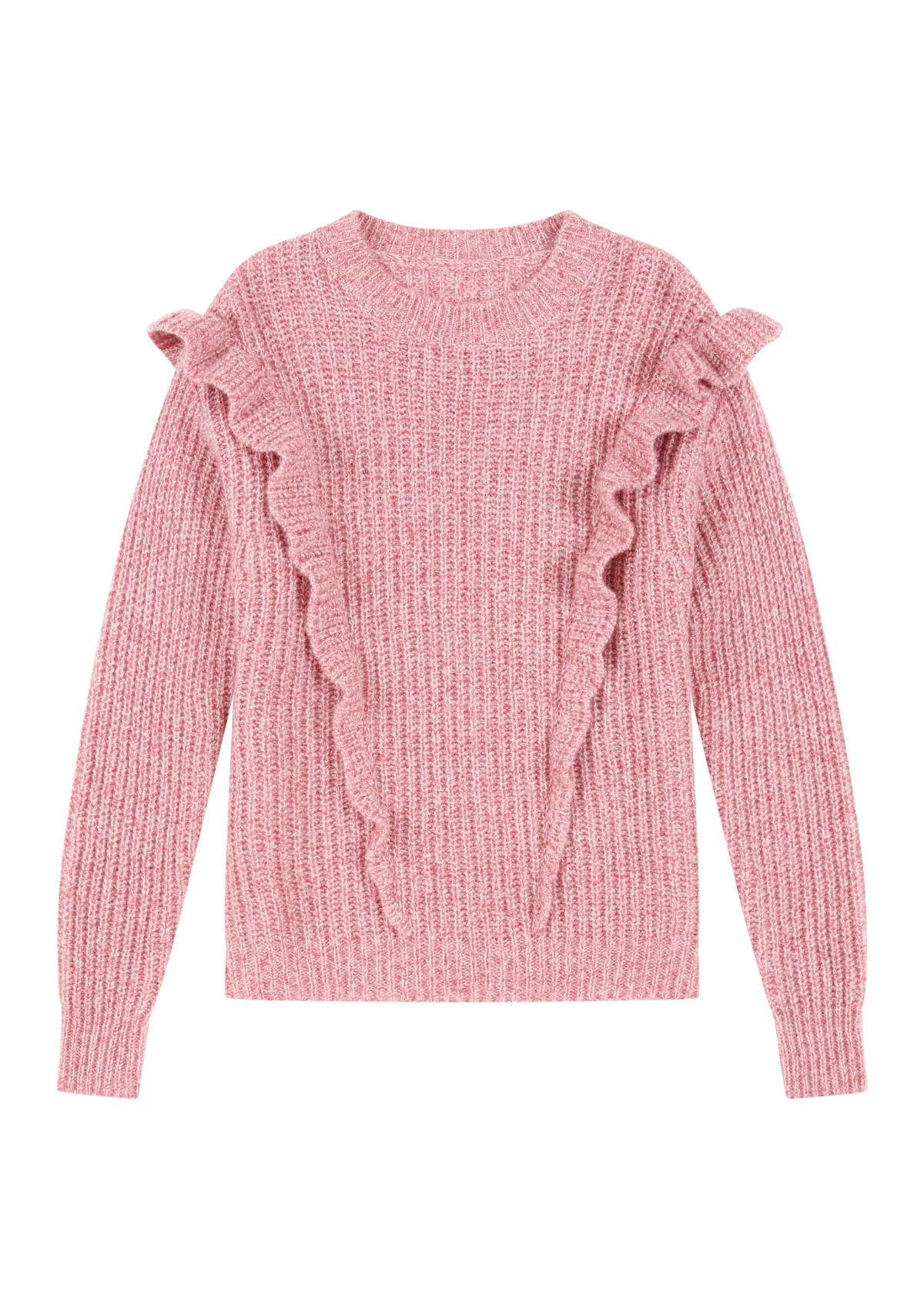 Silk & Cashmere Frilled Sweater in Sugary Pink