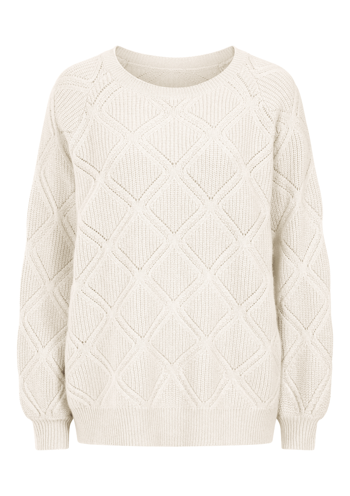 Diamond Stitch Sweater in Snow White
