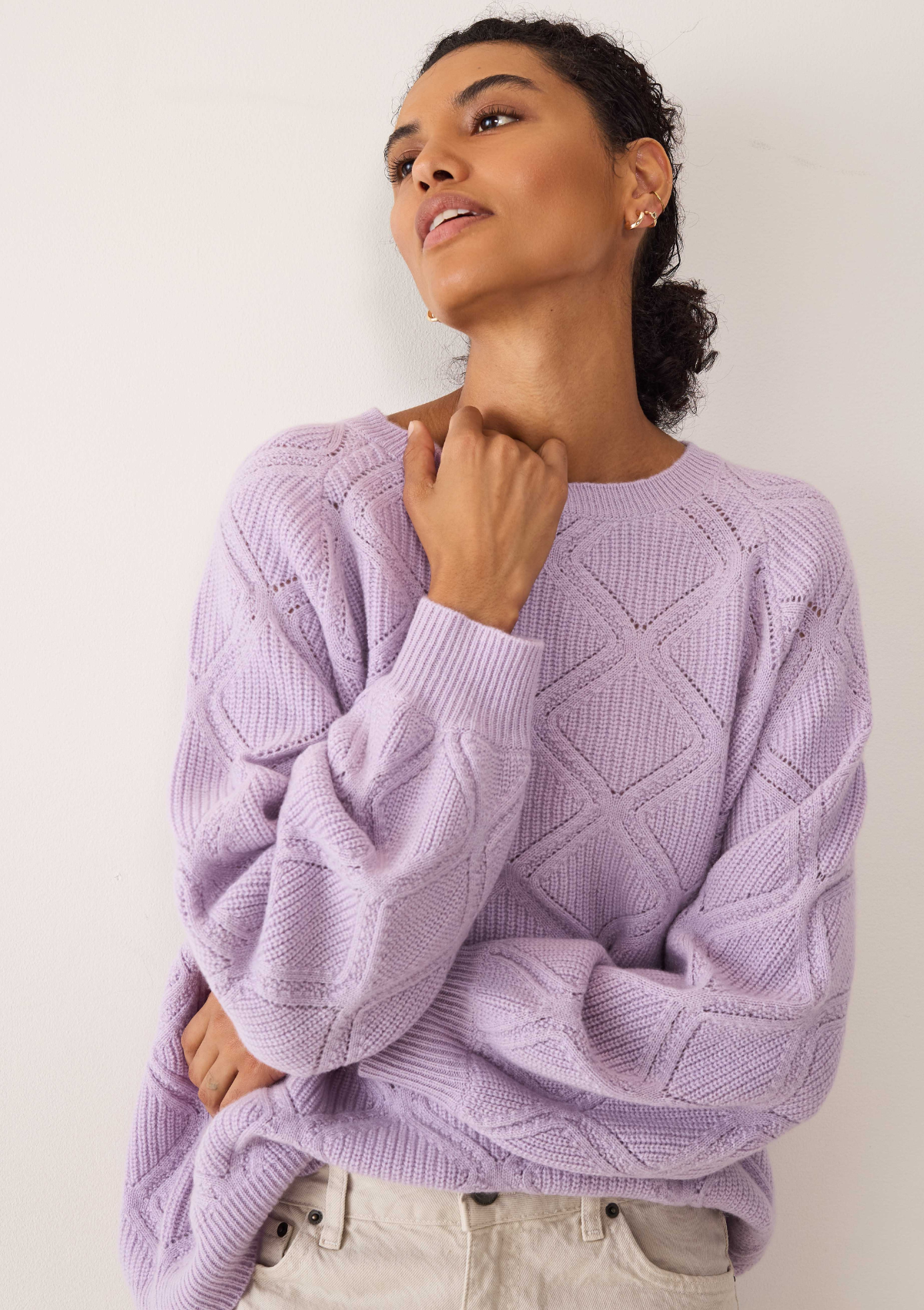Diamond Stitch Sweater in Siberian Lilac