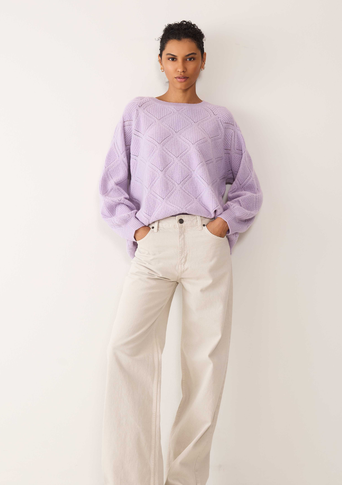 Diamond Stitch Sweater in Siberian Lilac