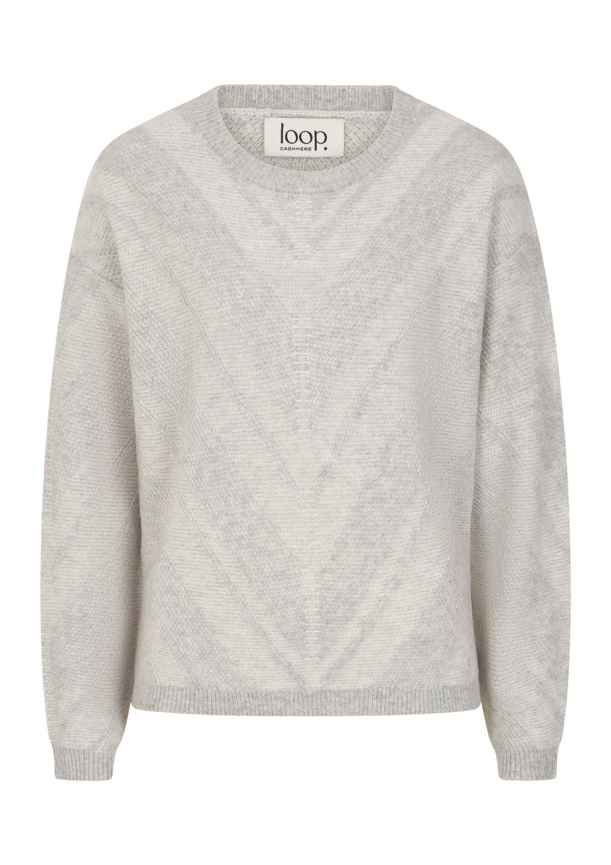 Textured Chevron Sweater in Foggy Grey & Snow White