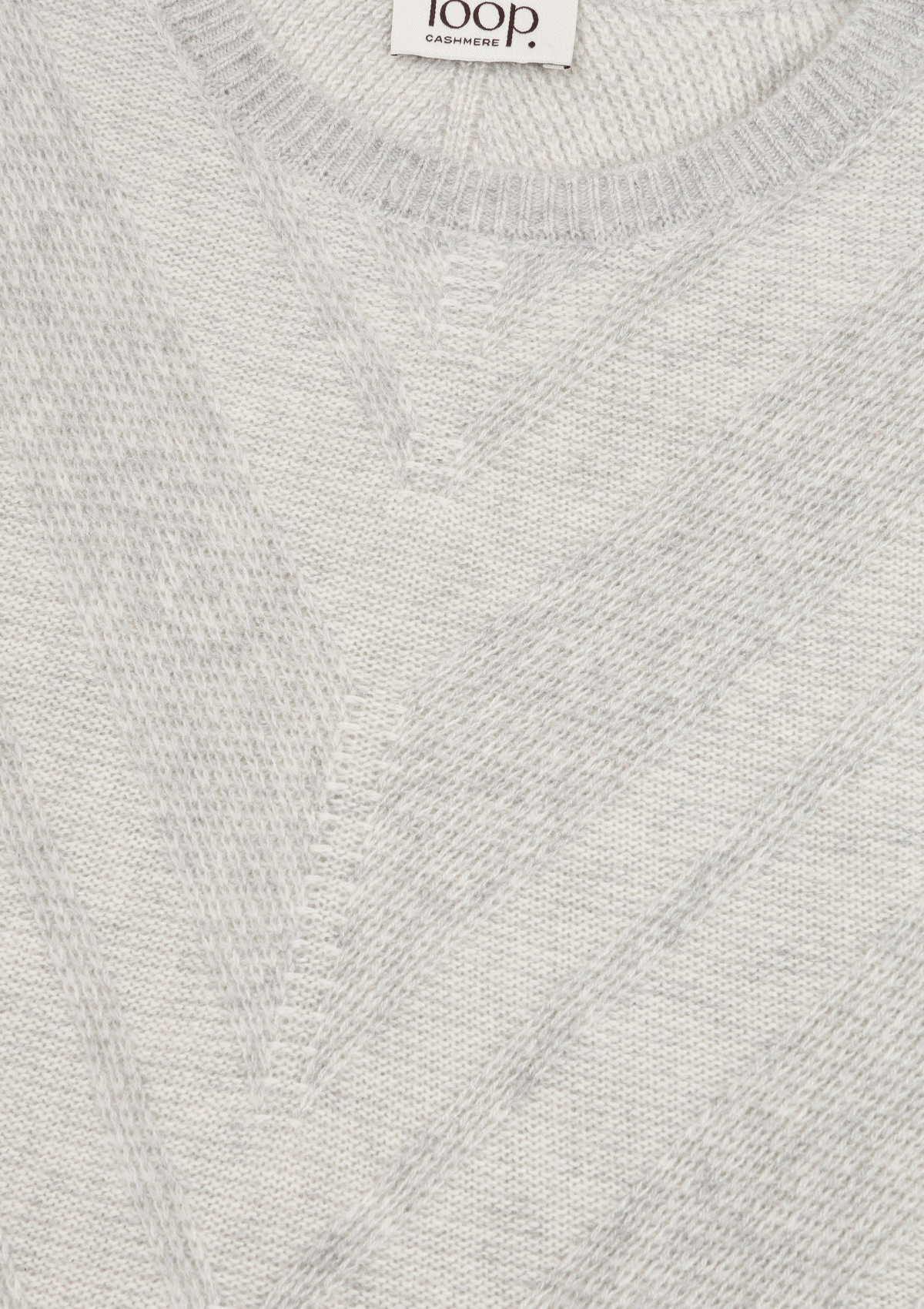 Textured Chevron Sweater in Foggy Grey & Snow White