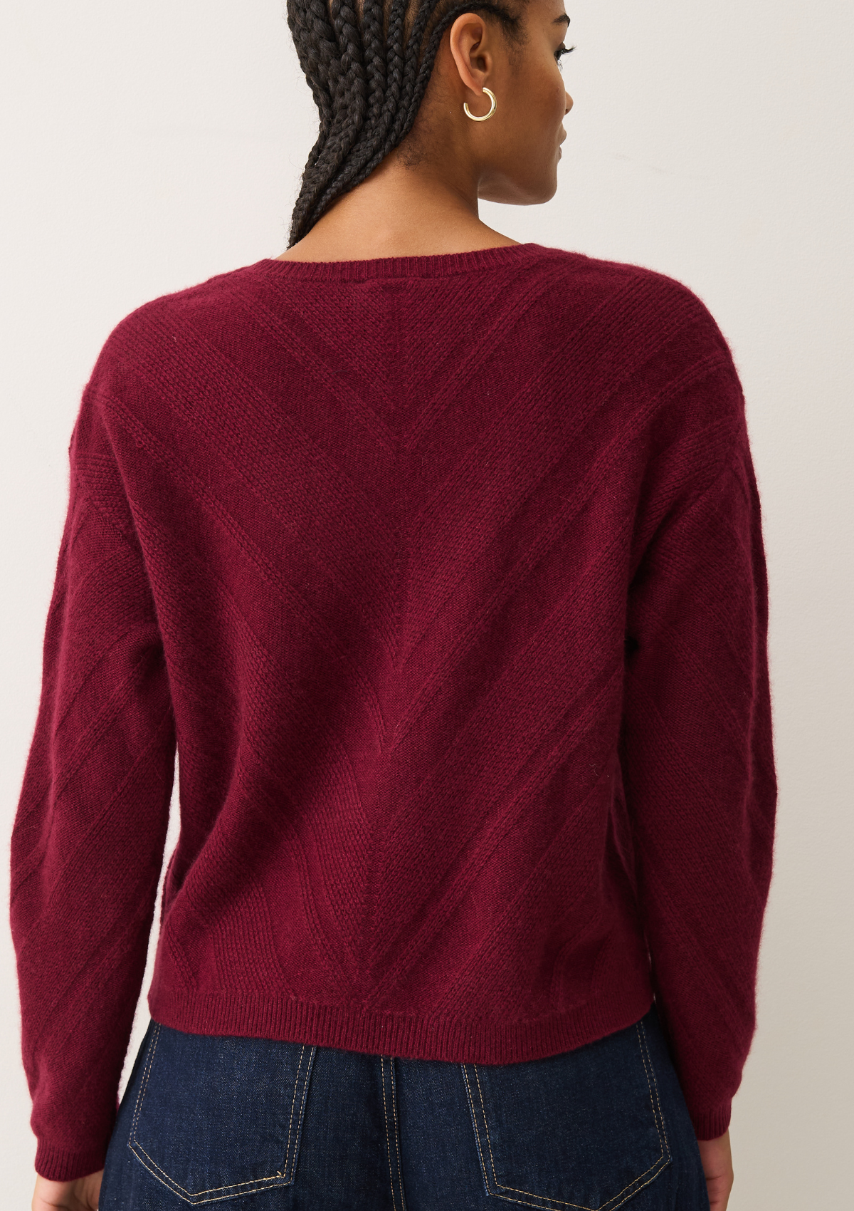 Textured Chevron Sweater in Barolo Red
