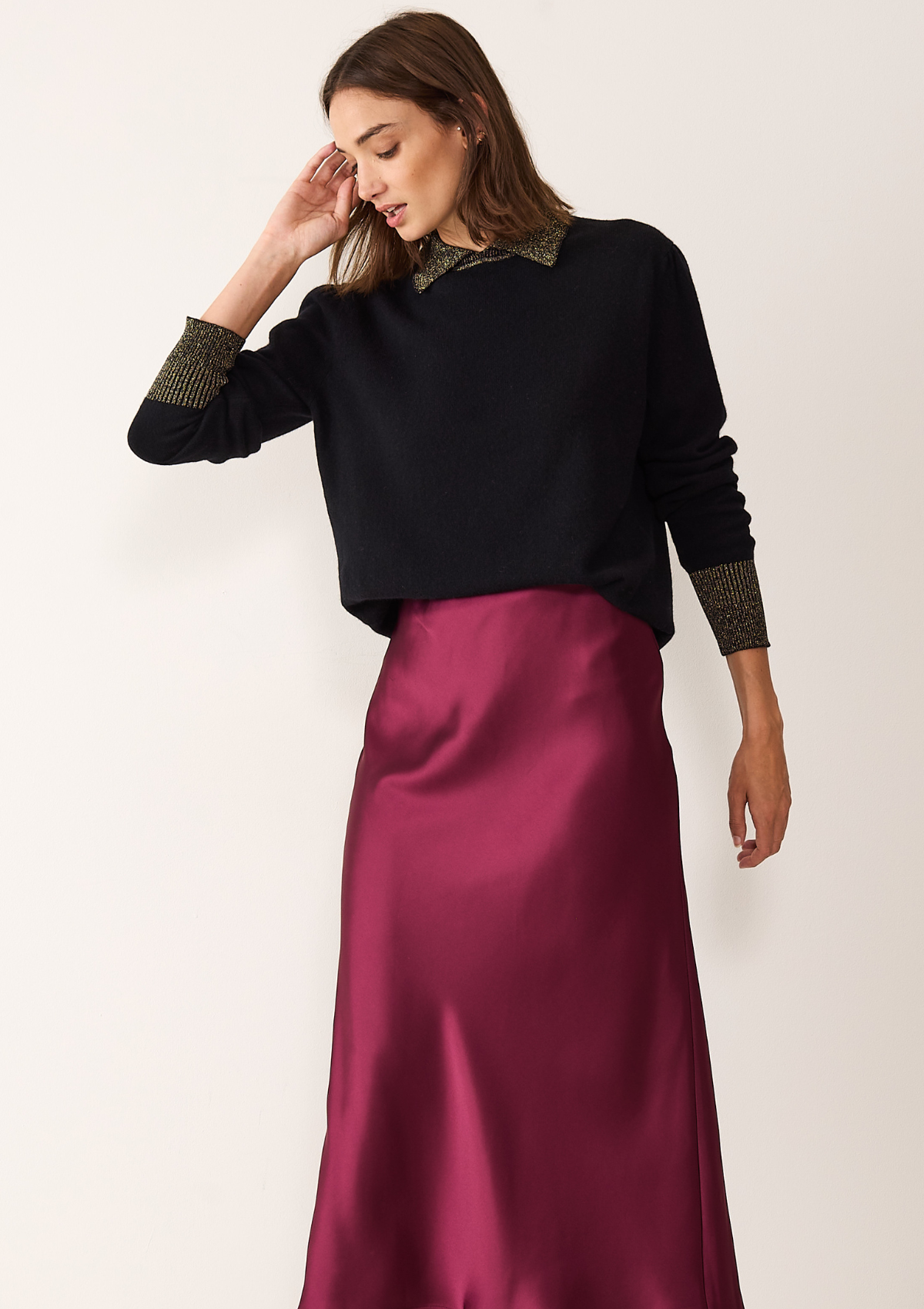 Sweater in Black & Gold with Gold Trim