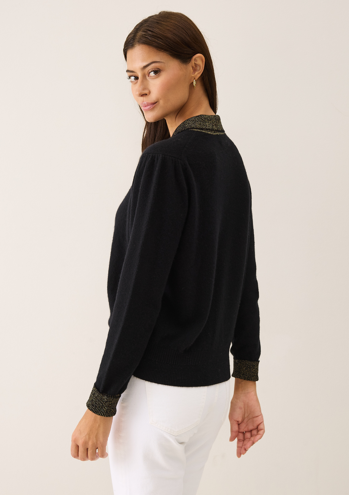 Sweater in Black & Gold with Gold Trim