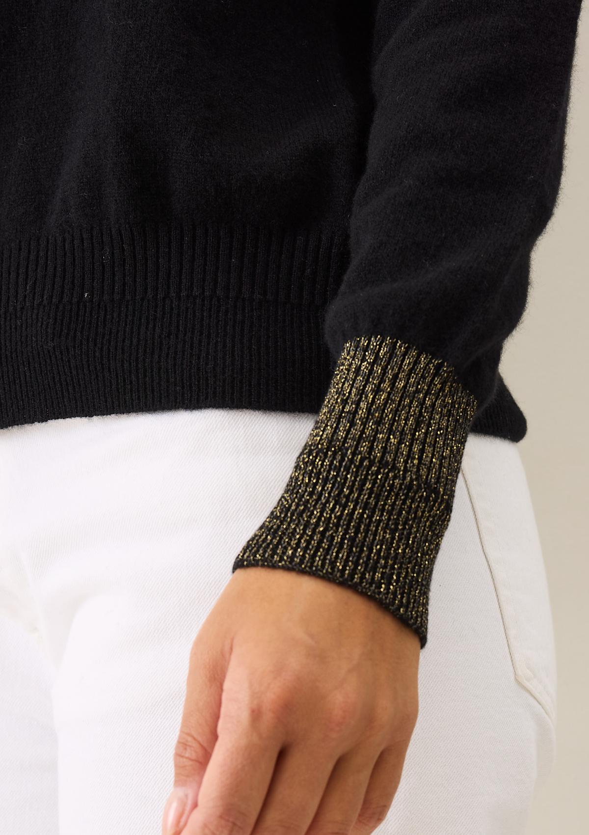 Sweater in Black & Gold with Gold Trim