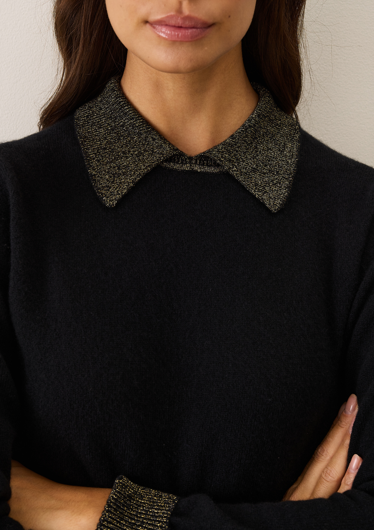 Sweater in Black & Gold with Gold Trim