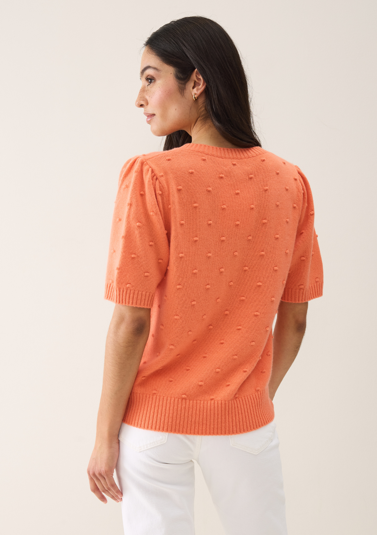 Bobble Puff Sleeved Sweater in Devoted Peach
