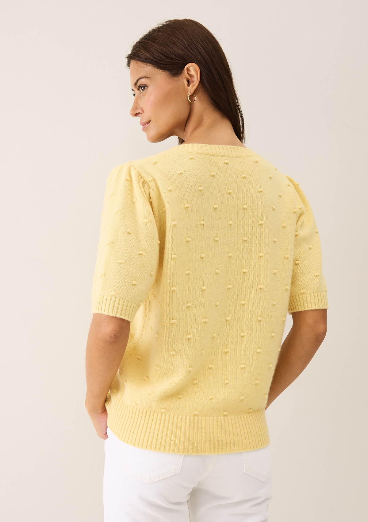 Bobble Puff Sleeved Sweater in Glow Yellow