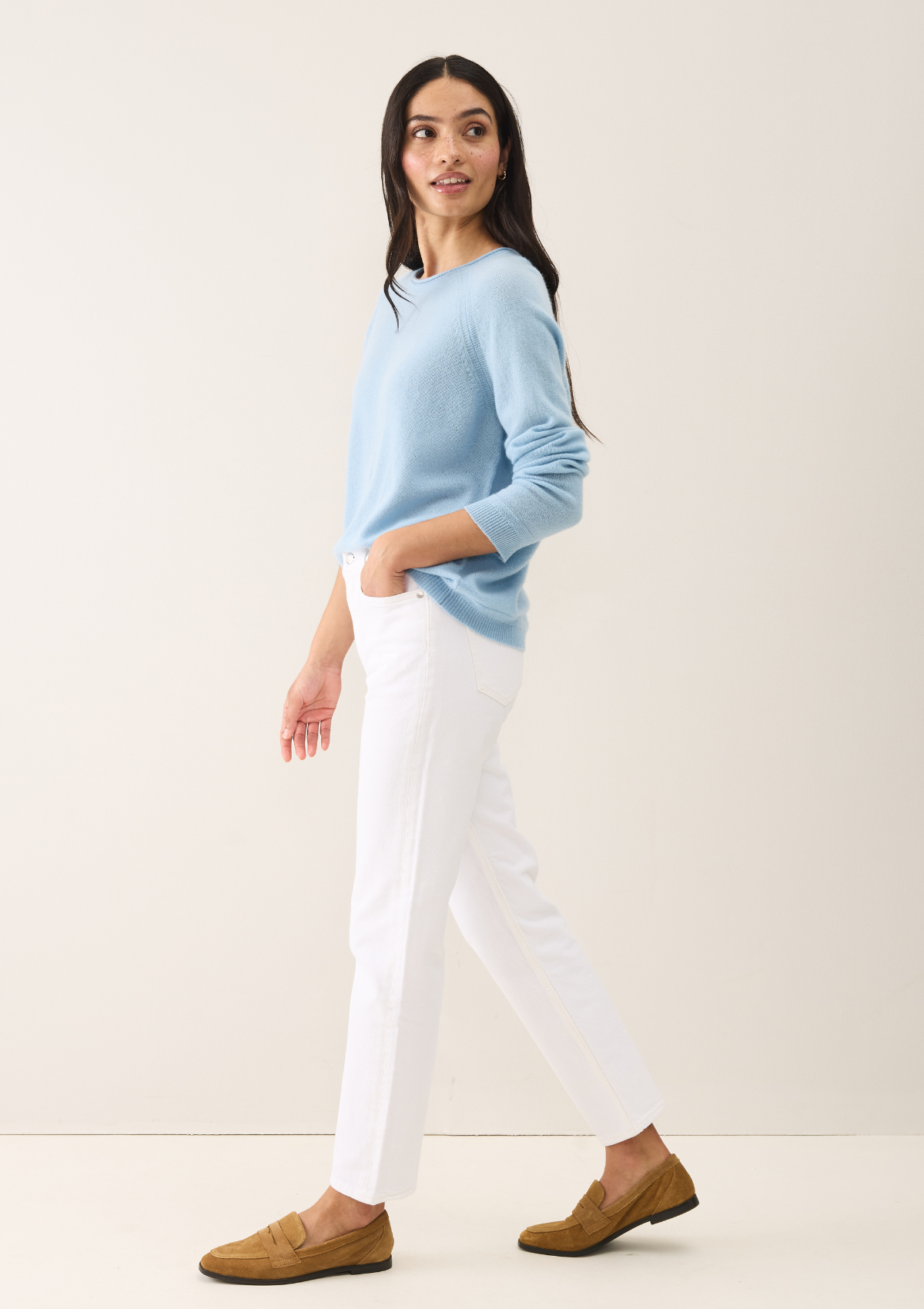 Featherweight sweater in Still Blue