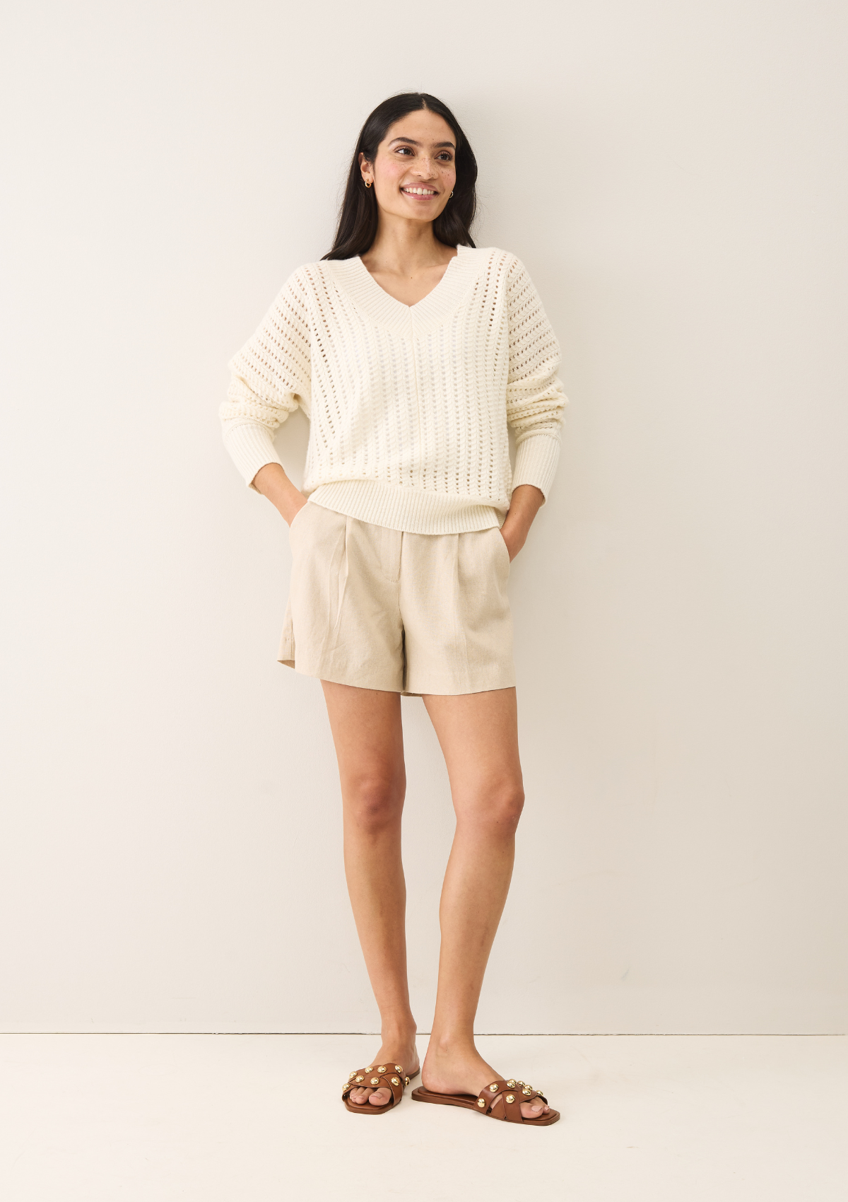 Pointelle Sweater in Snow White