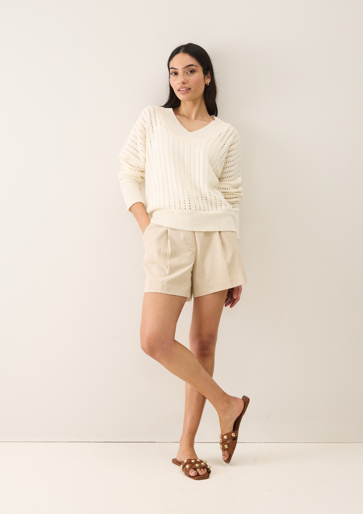 Pointelle Sweater in Snow White