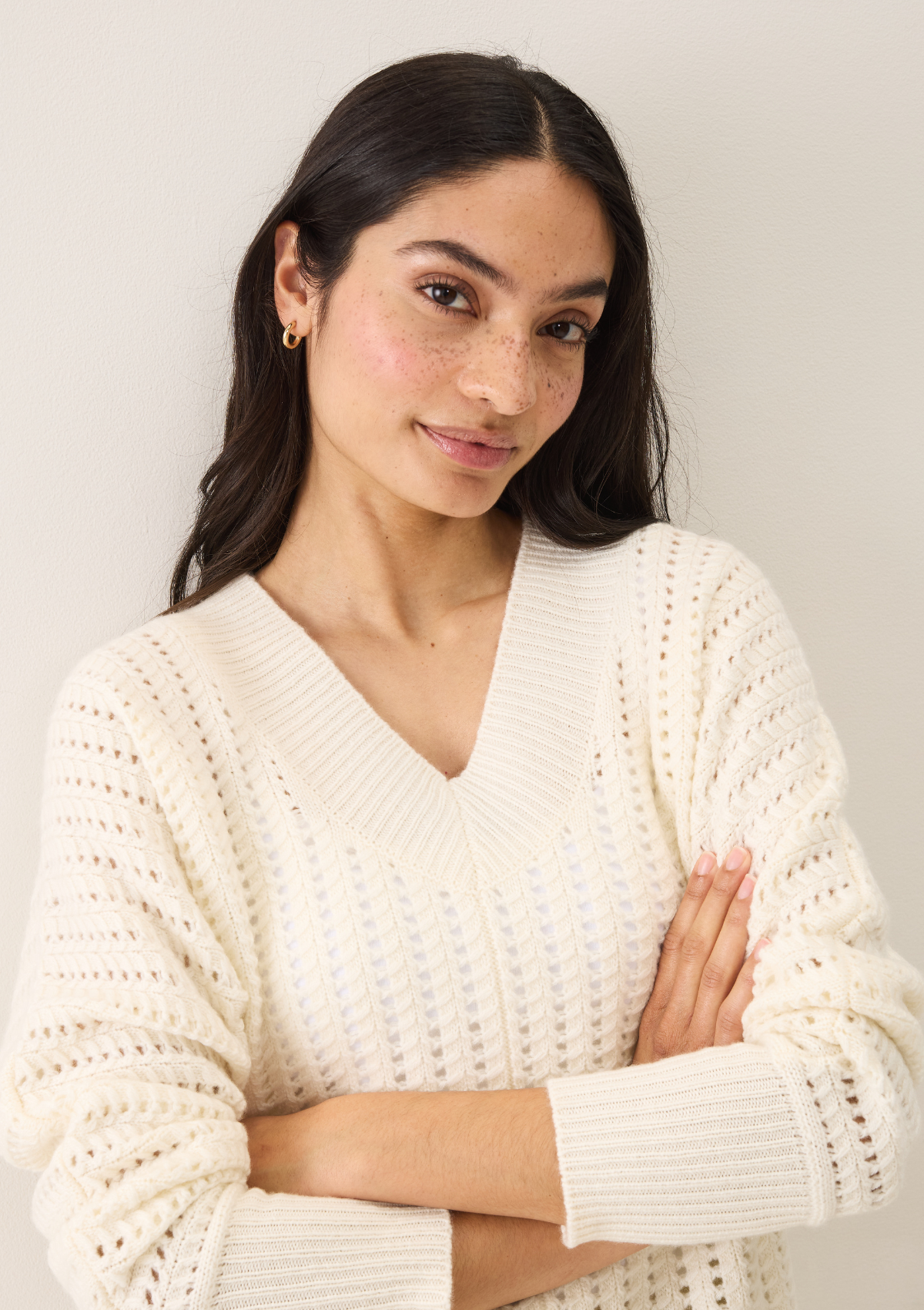 Pointelle Sweater in Snow White
