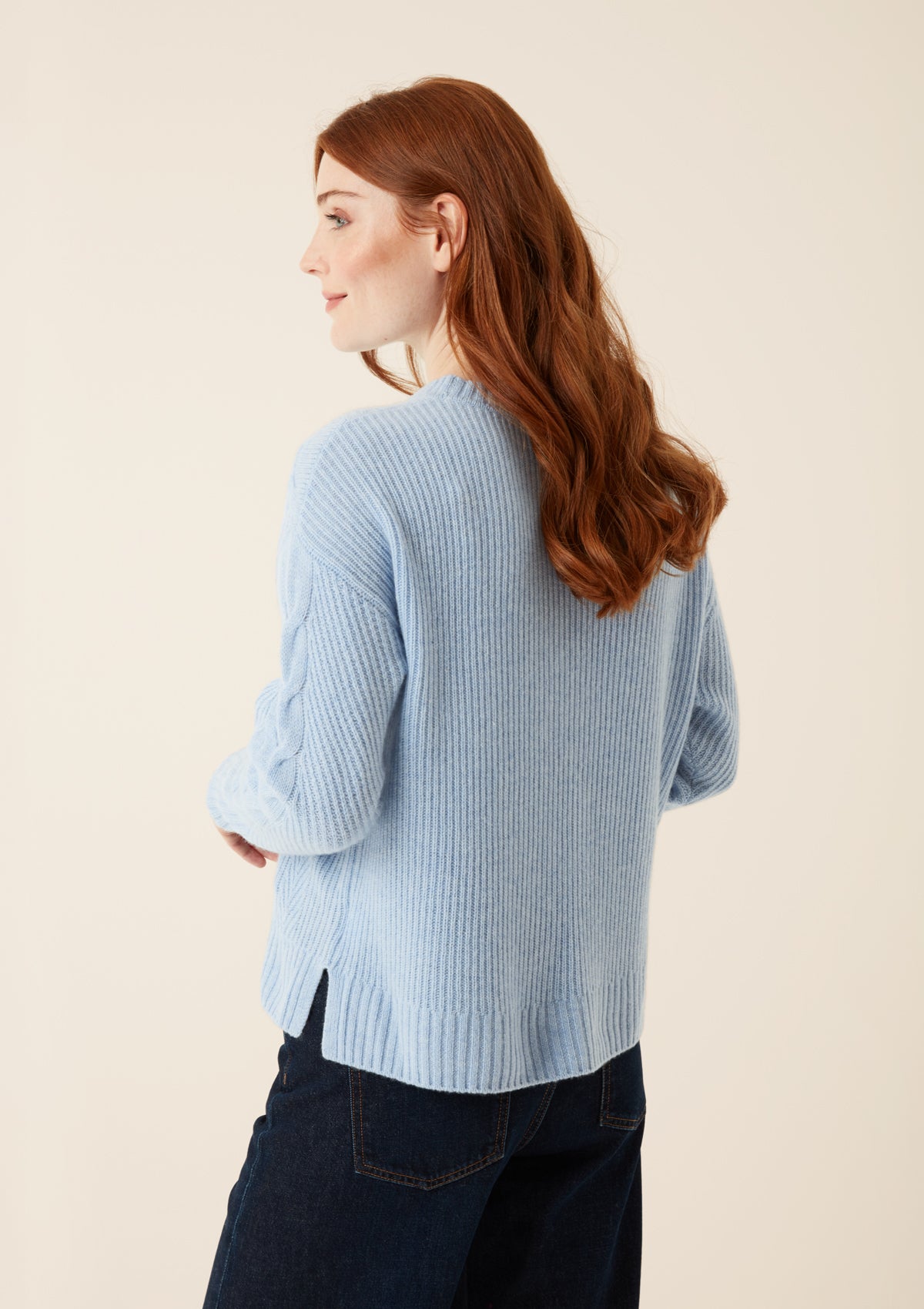 Contour Cable Sweater in Cerulean Blue