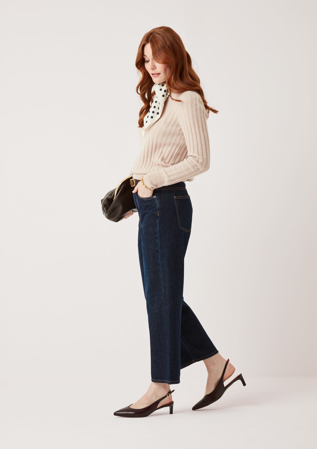 Cashmere Wide Rib Sweater in Wheat