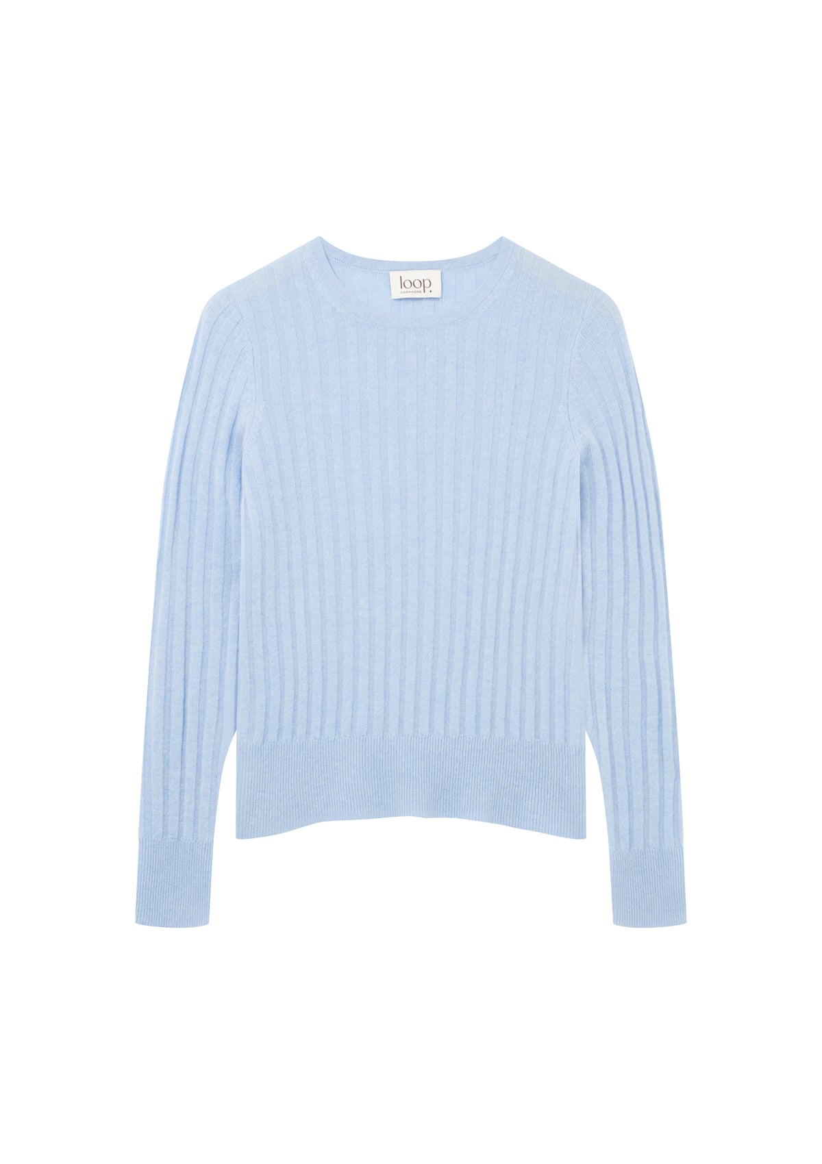 Cashmere Wide Rib Sweater in Cerulean Blue