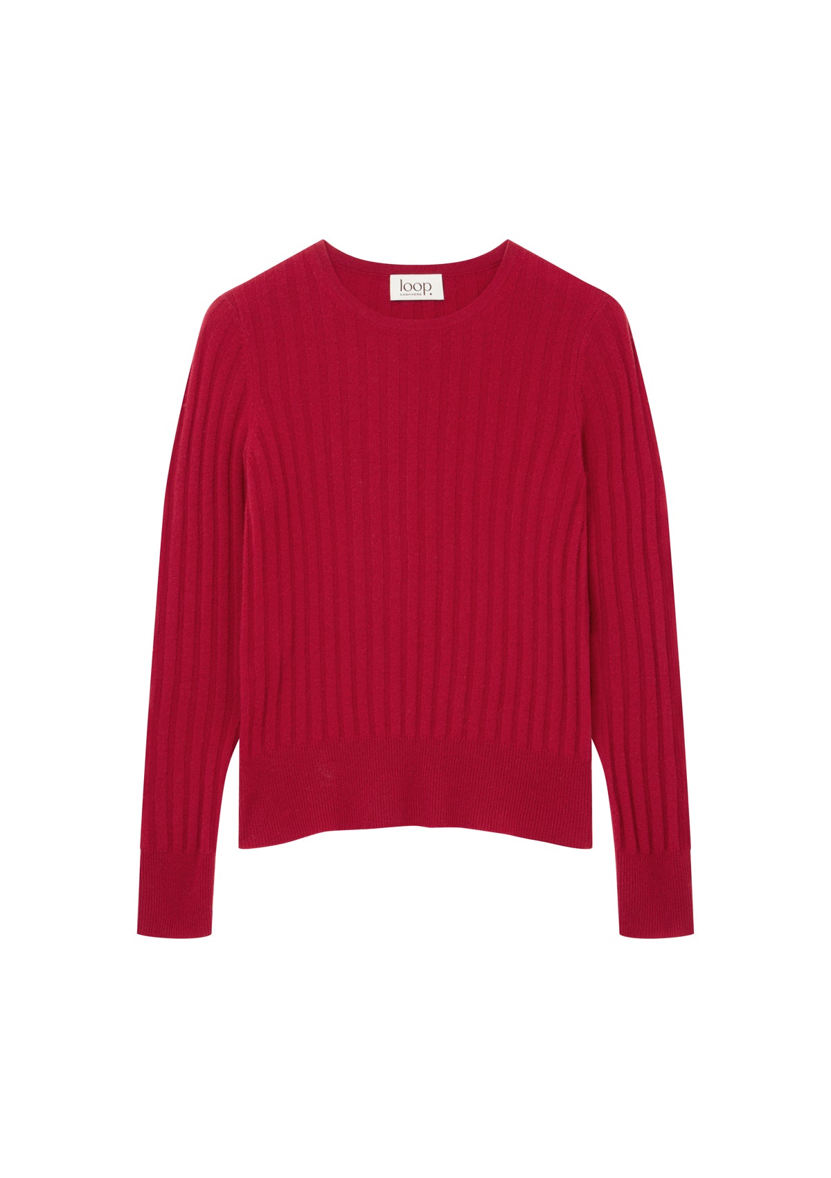 Cashmere Wide Rib Sweater in Garnet Red