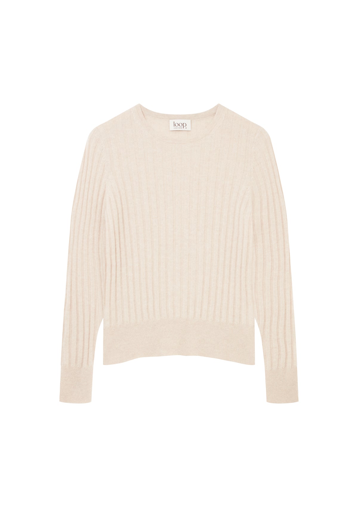 Cashmere Wide Rib Sweater in Wheat