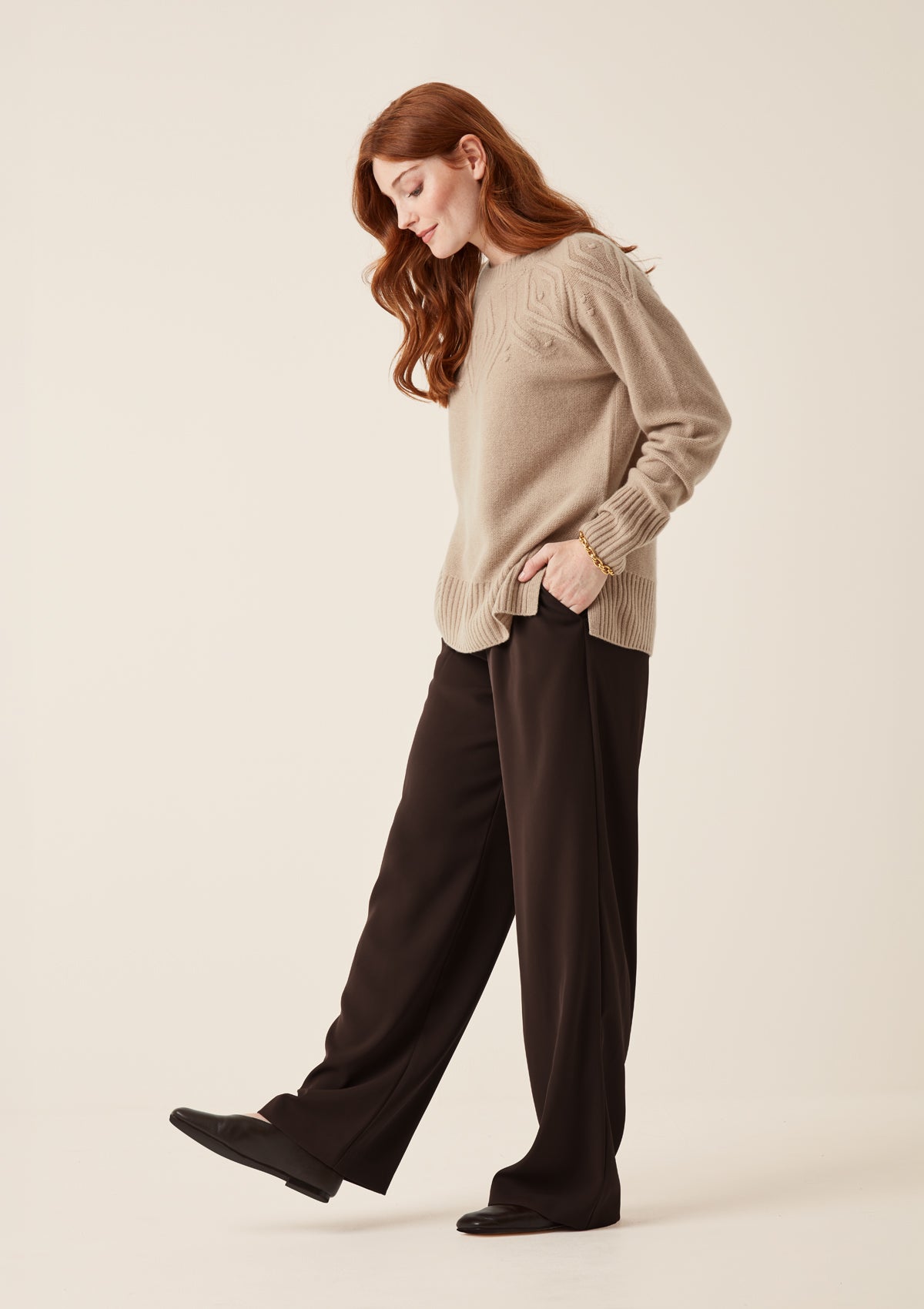 Cable Yoke Sweater in Chanterelle