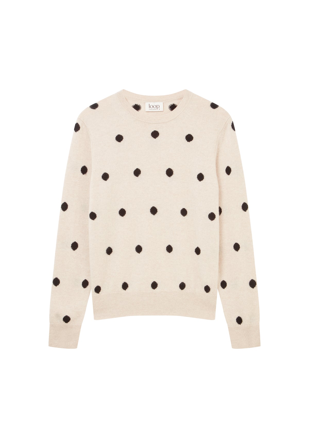 Intarsia Spot Crew Neck Sweater in Wheat