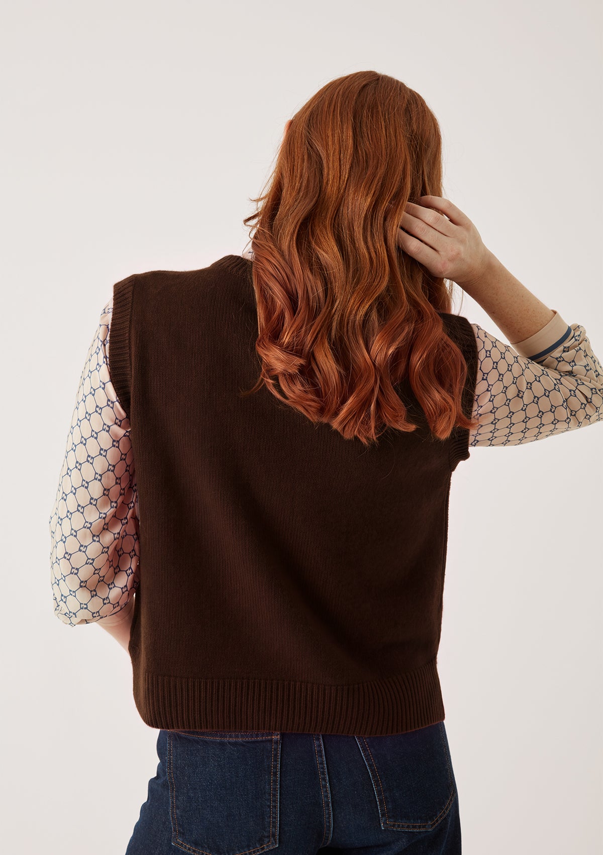 Ribbed Detail Tank Sweater in Americano Brown
