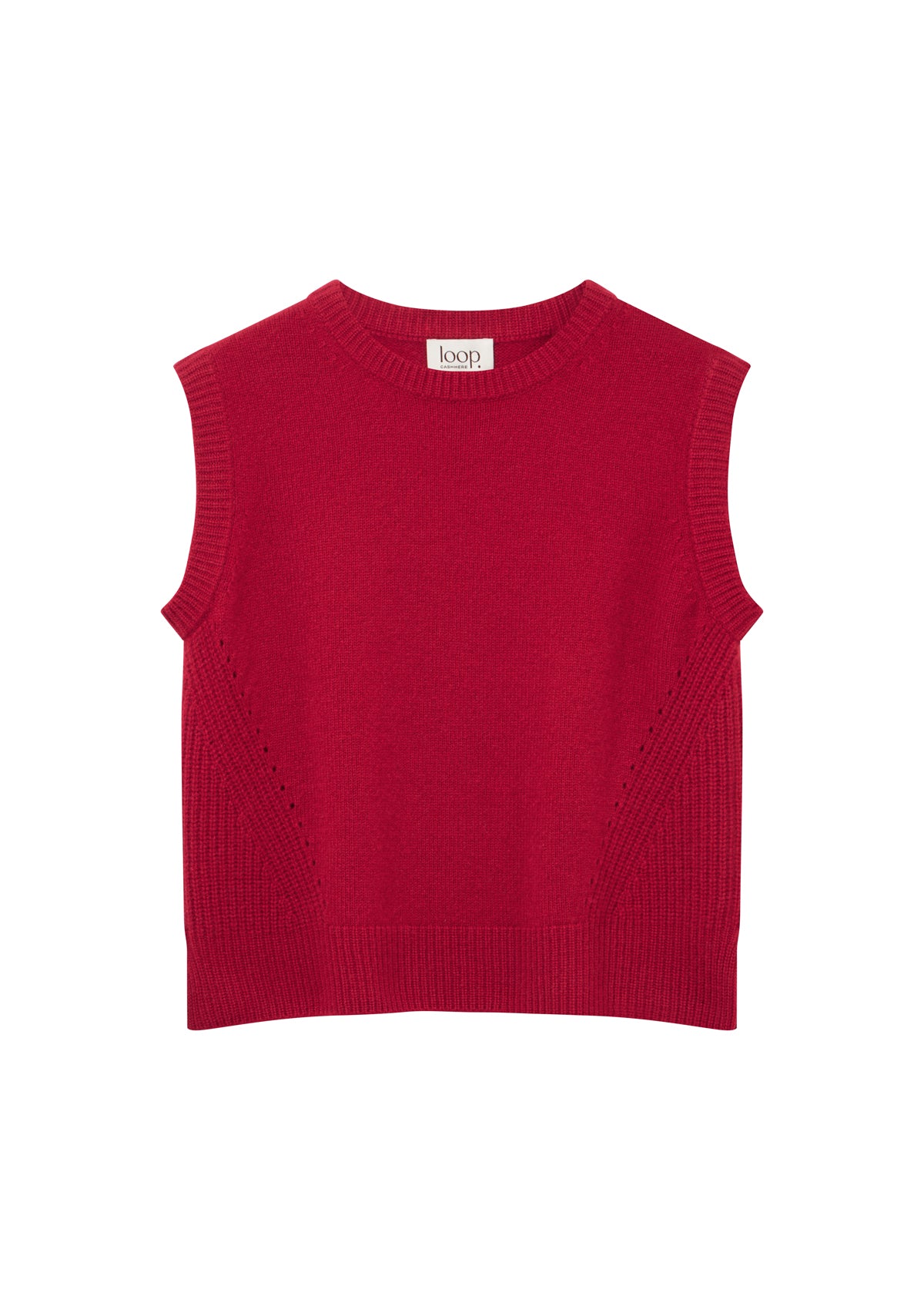 Ribbed Detail Tank Sweater in Garnet Red