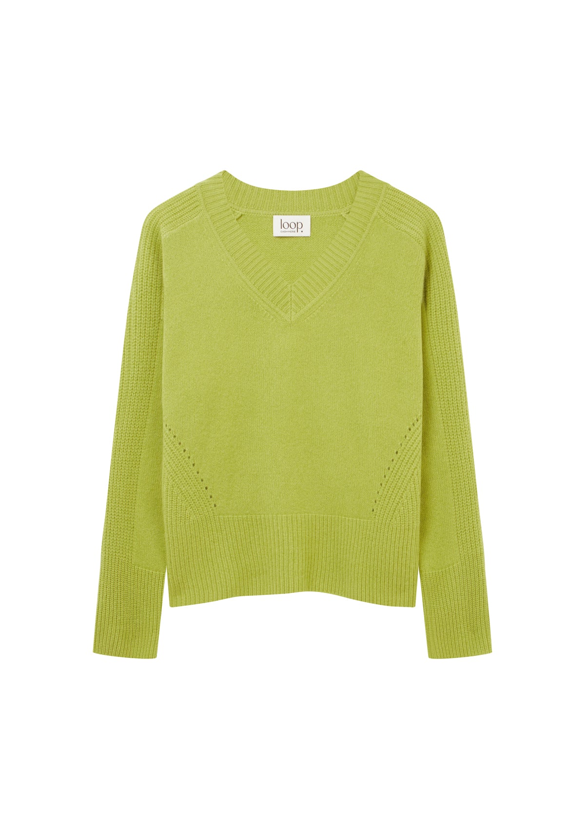 V Neck Lofty Sweatshirt in Pear Green