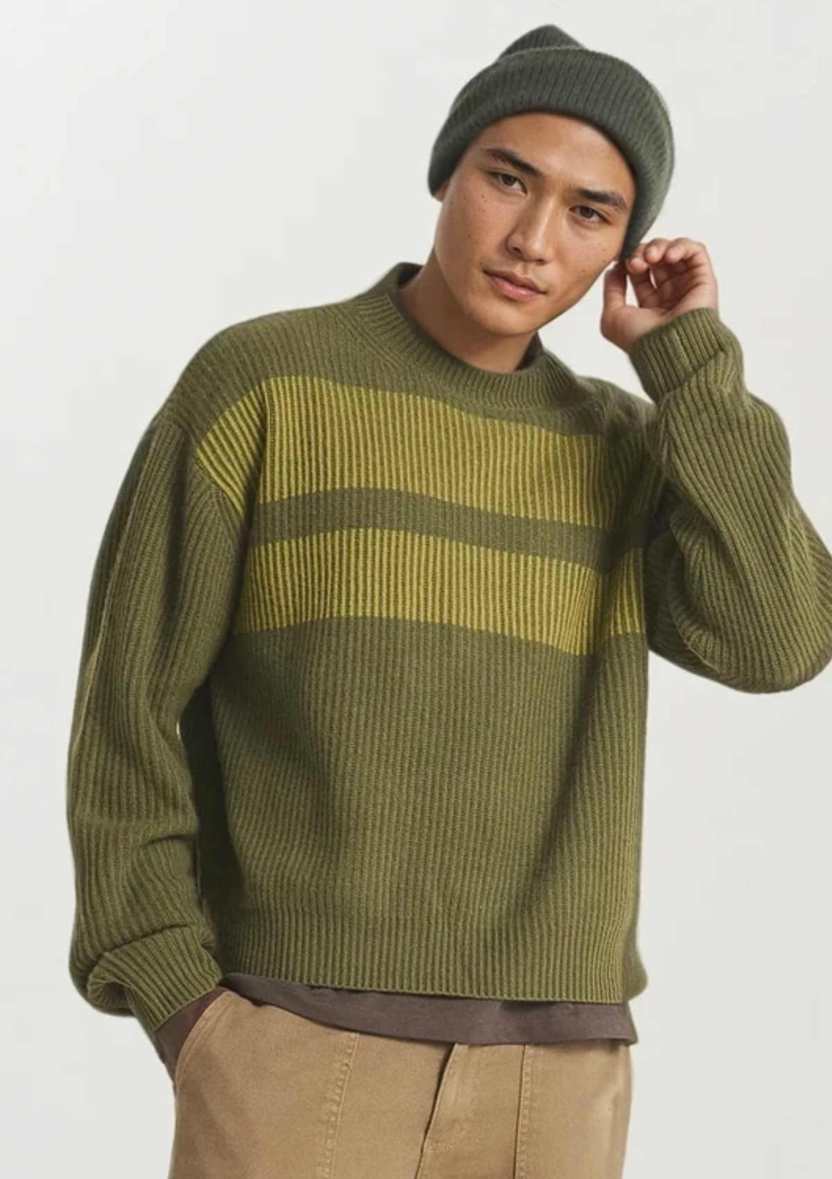 Mens Cashmere Hat in Bayleaf Green