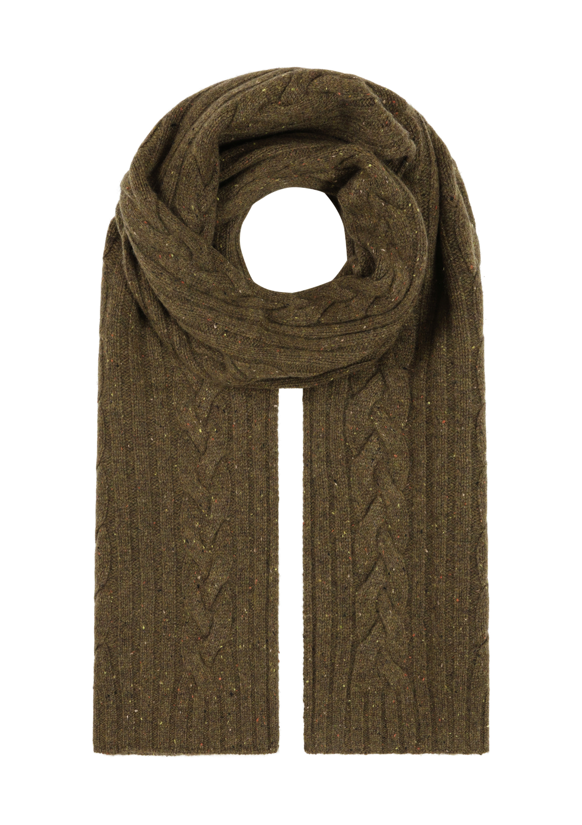 Mens Cable Scarf in Moss Green