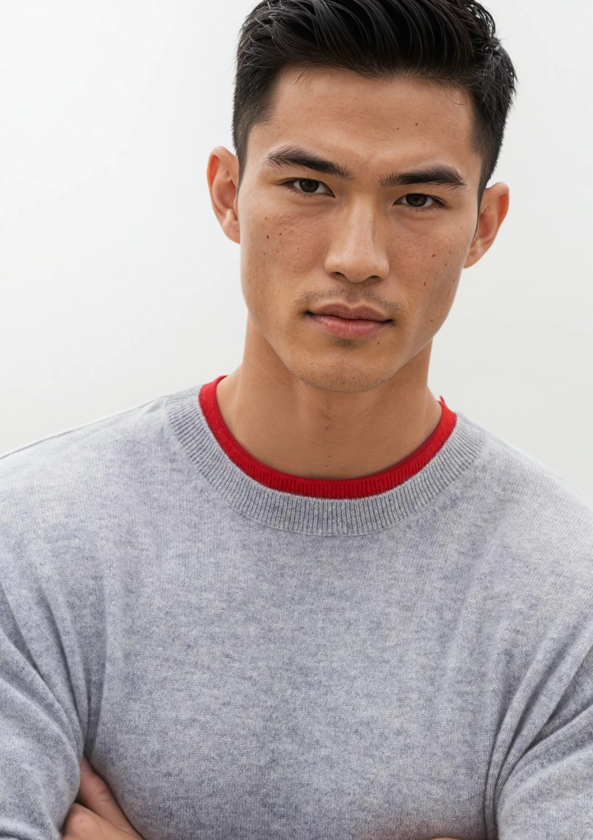 Mens Cashmere Crew Neck Sweater in Quarry Grey