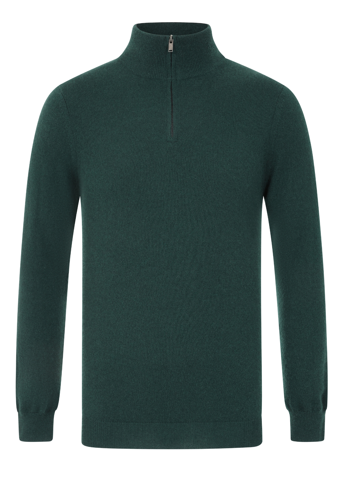 Mens Cashmere Half Zip Sweater in Bottle Green