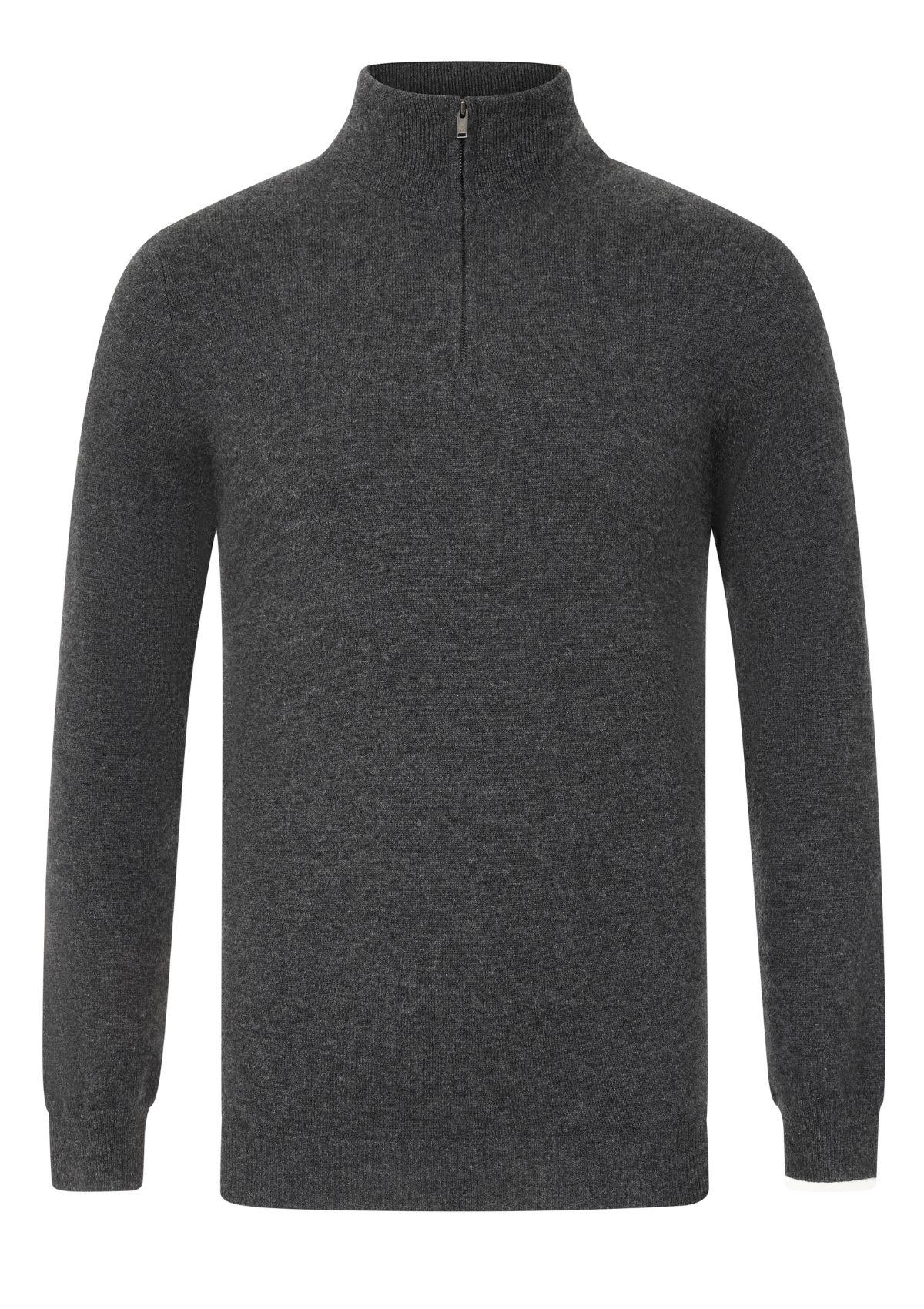 Mens Cashmere Half Zip Sweater in Flannel Grey