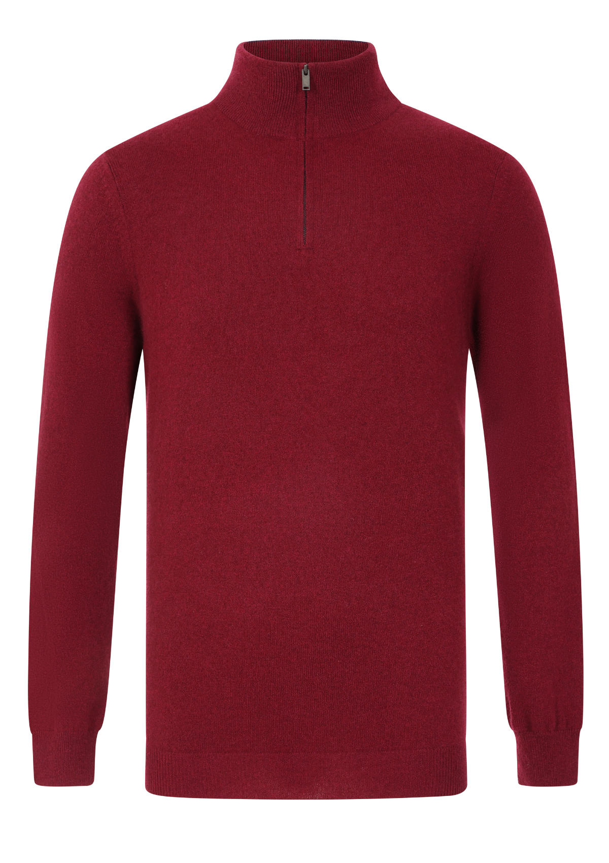 Mens Cashmere Half Zip Sweater in Plum Red