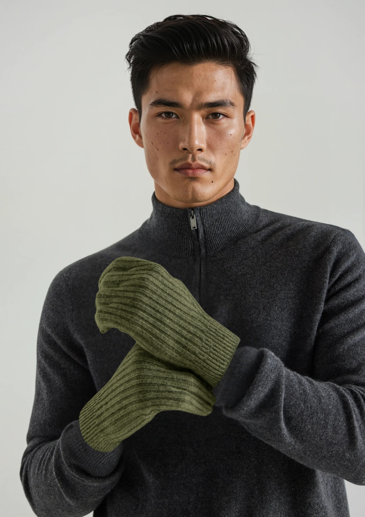 Mens Cashmere Gloves in Bayleaf Green